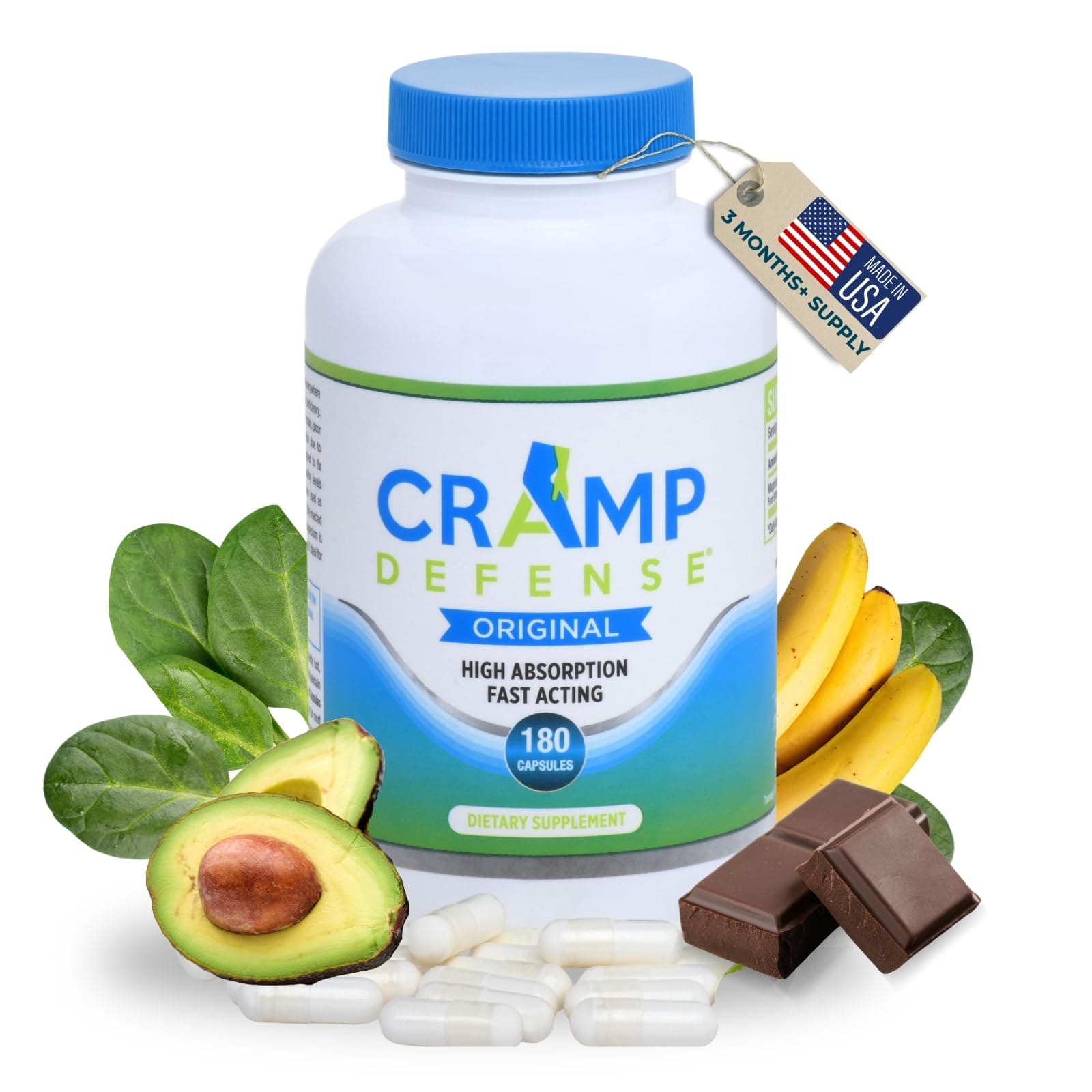 Cramp Defense® Leg Cramps Pills, Relief for All Muscle Cramps, Day and Night. Magnesium Supplement Capsules, 3-6 Month Supply. Non-Laxative, Organic Formula for Max Absorption and Results. Made in US.