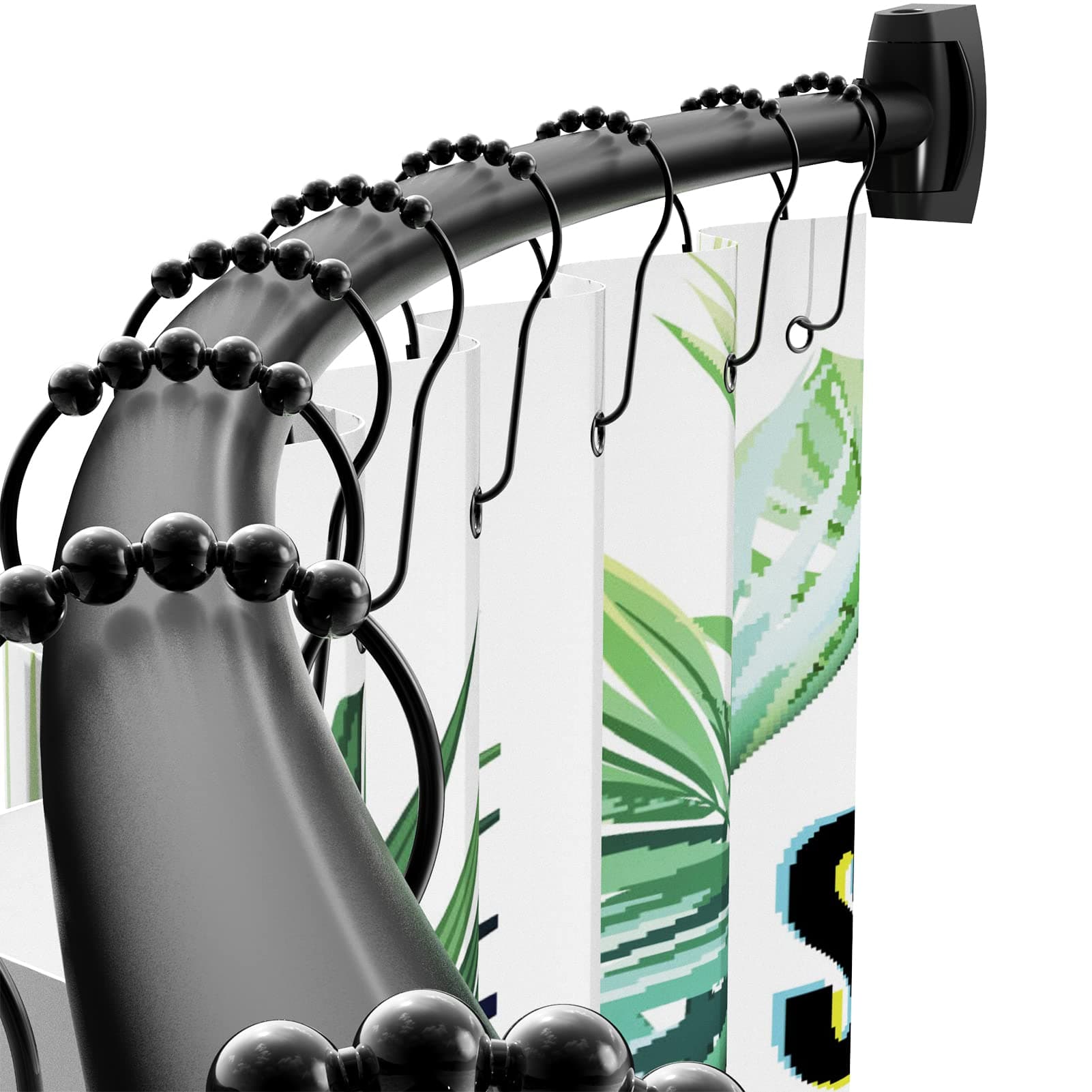 Bonpally Curved Shower Curtain Rod 40-72 Inches Adjustable, Aluminum Rustproof Shower Rod, Curved Shower Rods for Bathroom, Bathtub, Stall, Black, Need to Drill