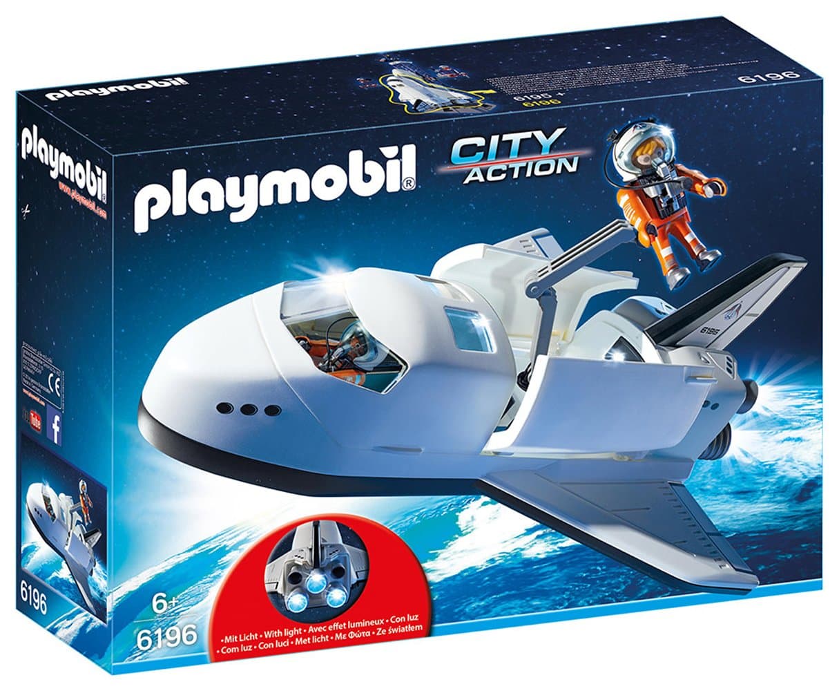 Playmobil 6196 City Action Space Shuttle with Light-up Boosters, Fun Imaginative Role-Play, PlaySets Suitable for Children Ages 4+