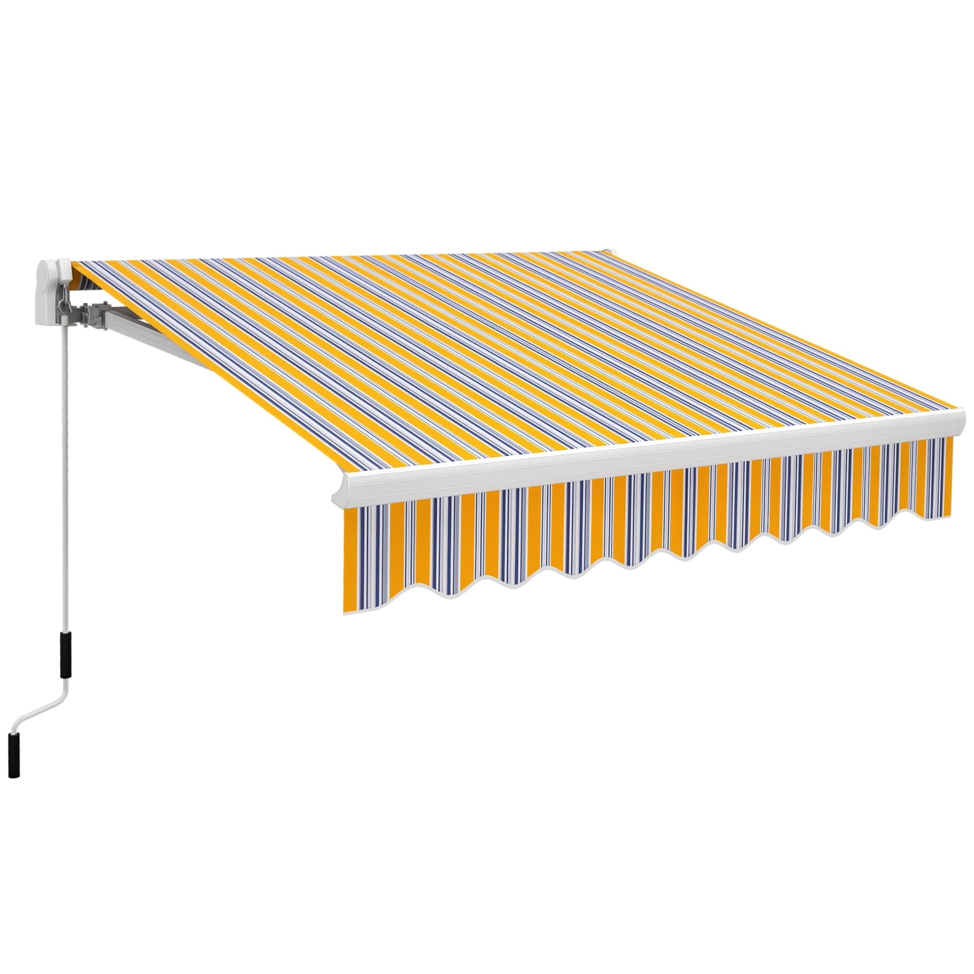 Outsunny 8' x 7' Patio Retractable Awning, Manual Exterior Sun Shade Deck Window Cover, Mixed Color