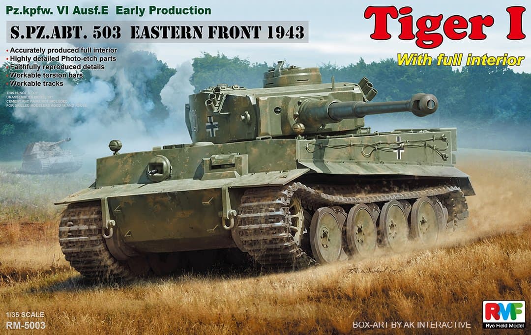 ライフィールドモデル Rye Field Model RM-5003 – Model Kit Tiger I Early Production with Full Interior