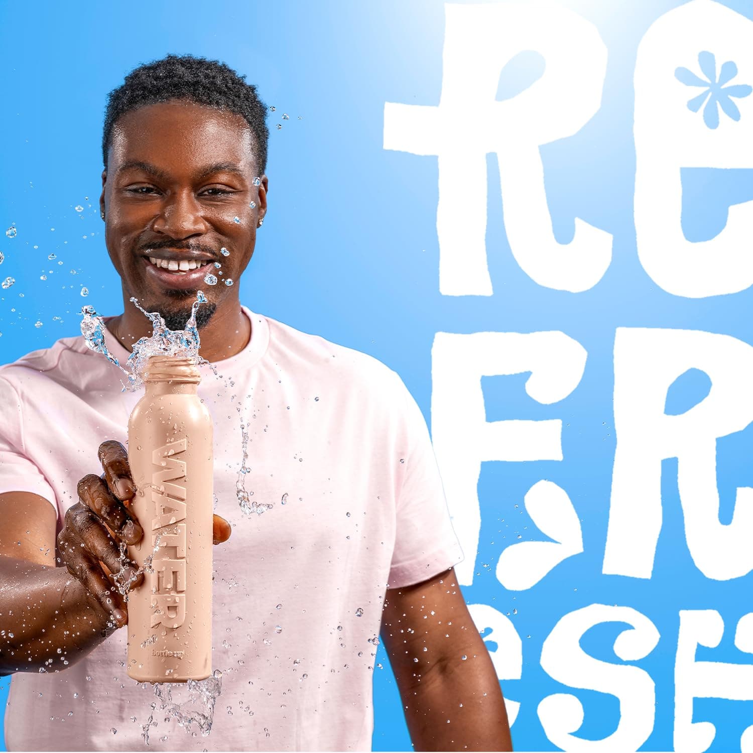 Bottle Up Champagne Pink, 500ml Reusable Water Bottle, Bottle Made From Sugar Cane, Water Bottle Filled With English Still Spring Water, BPA Free, Eco Friendly Bottle of Water