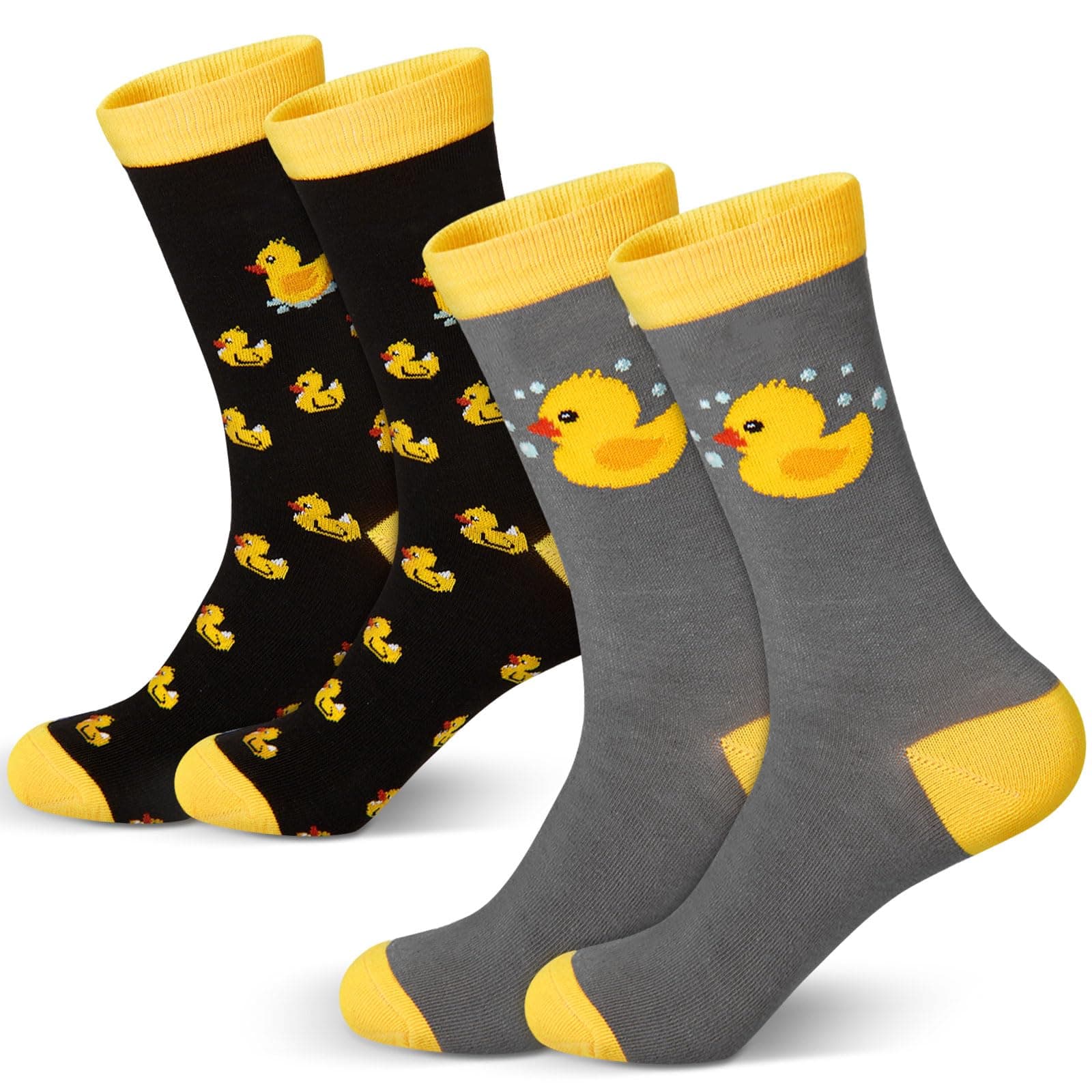 Hicarer 2 Pairs Funny Animal Duck Socks Novelty Socks Duck Teamed Gifts for Women Mum Men Mother's Day, Birthday Gift, Festive Family Pajama Party Supplies