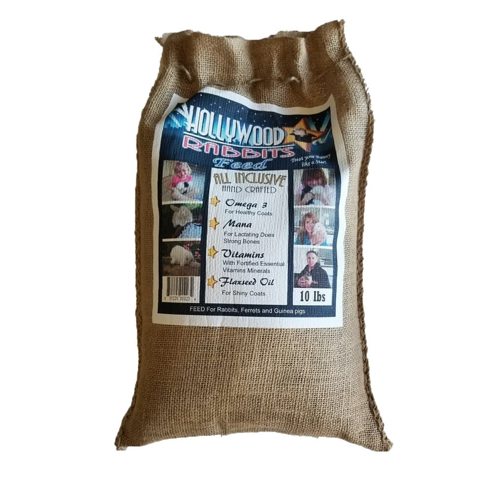 HollywoodRabbits Feed - 9 Lb. Premium Feed | Hand Crafted High-Fiber | Probiotics for Digestive Health, Papain Enzyme