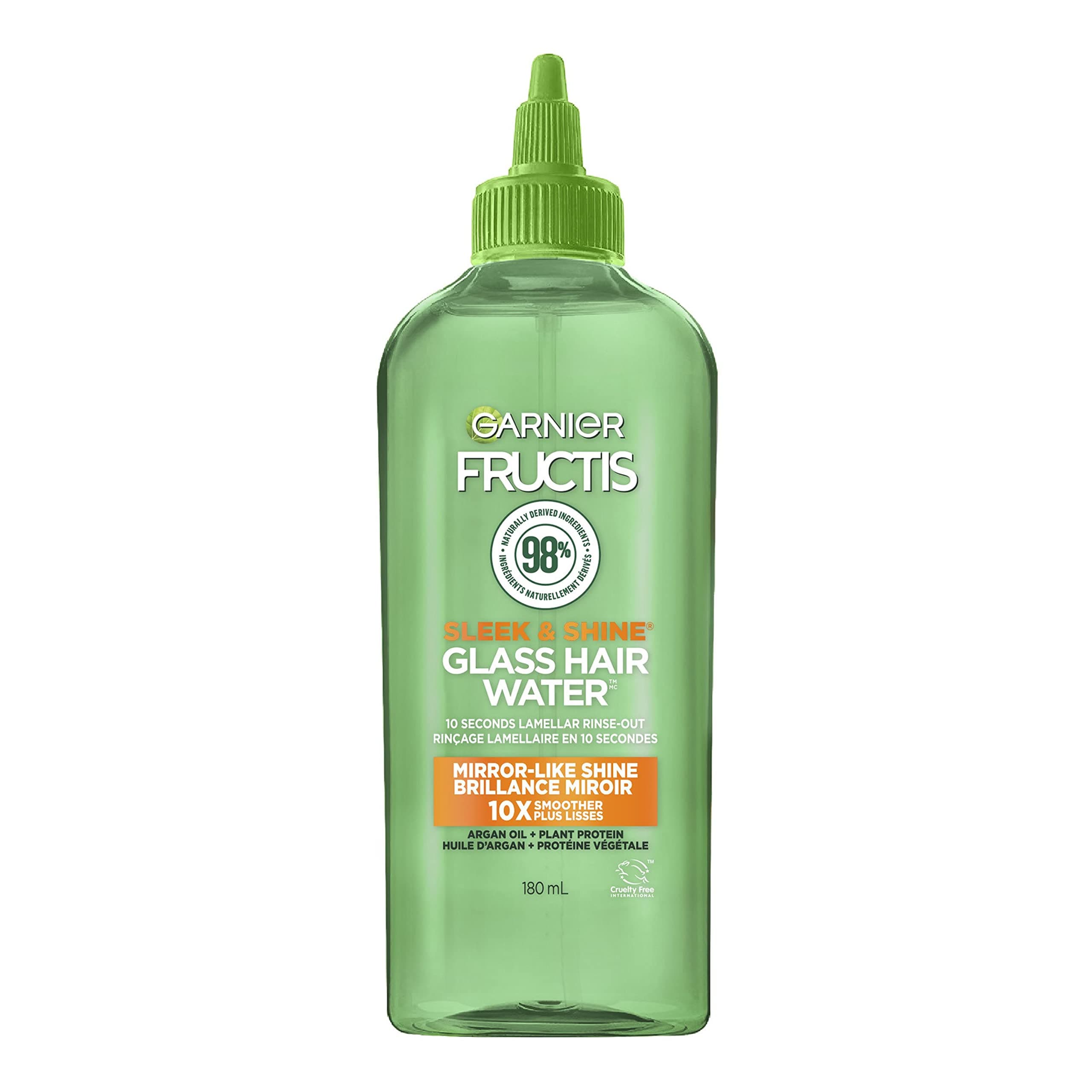 Fructis Sleek & Shine Glass Hair Water, 10 Seconds Lamellar Rinse Out, Argan Oil, 6.0 Fl Oz, 1 Count (Packaging May Vary)