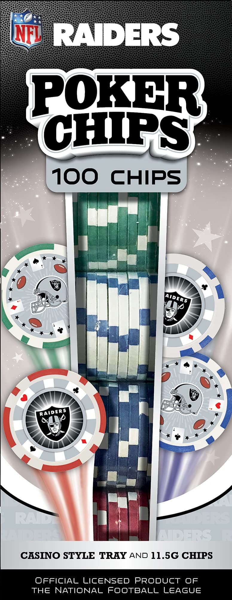 Las Vegas Raiders 100 Piece Poker Chips