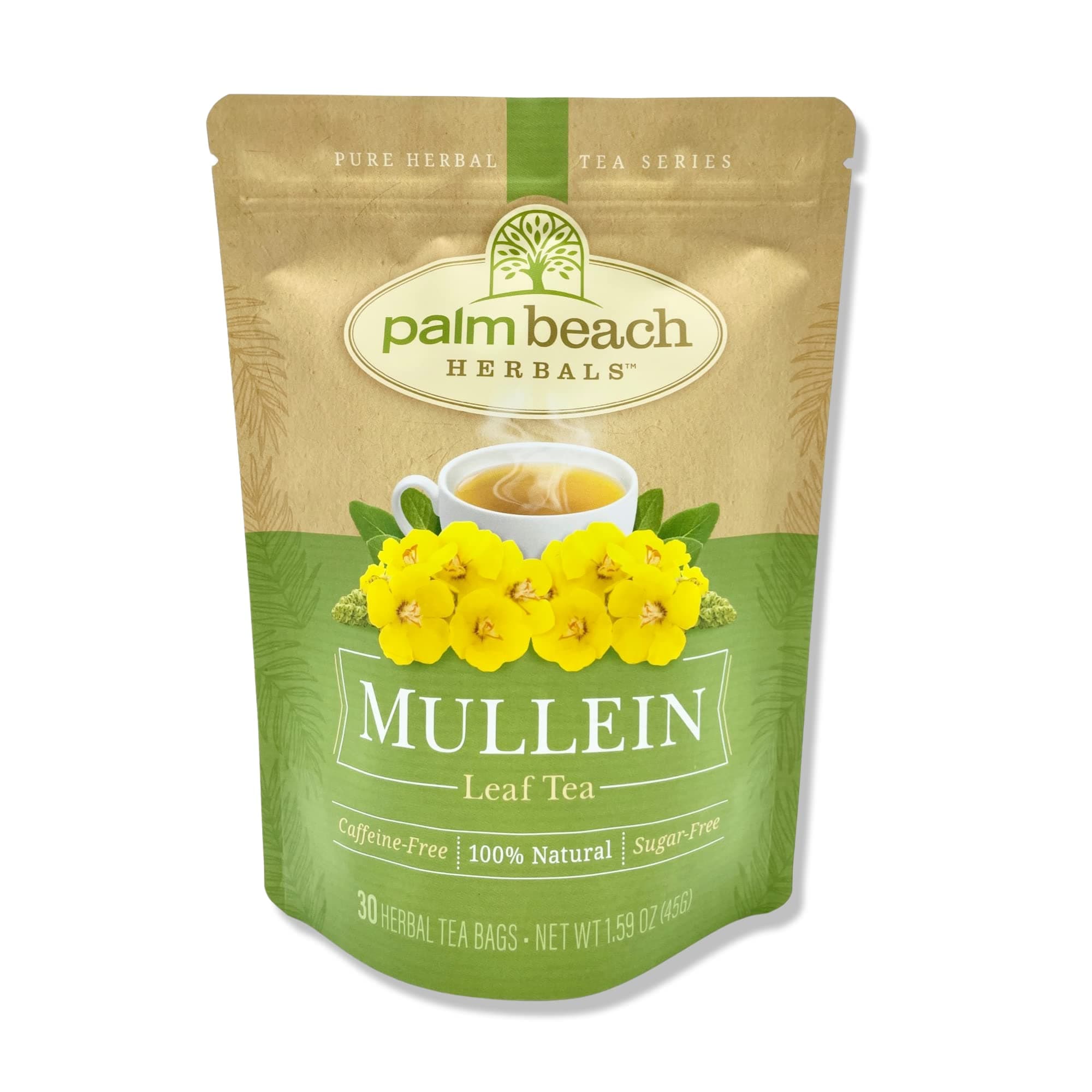 Palm Beach Medicinal Herbs Mullein Leaf Tea - Pure Herbal Tea Series by Herbals (30 ct) [Packaging May Vary]