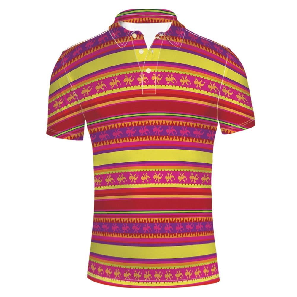 iPrint Adult Men's Native Elements Poncho Tequila Salsa Hot Polo Shirt