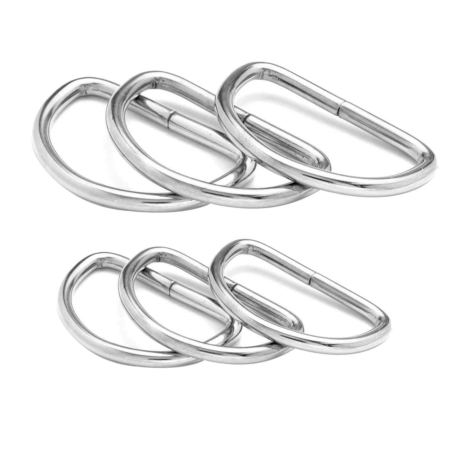 Trimming Shop Non Welded D Ring Fasteners Pack of 10, Durable Metal Buckles Clips for Handbag, Webbing Strap, Purse, Dog Leash, Belts, Hardware, Backpack, DIY Craft Projects, Silver, 38mm