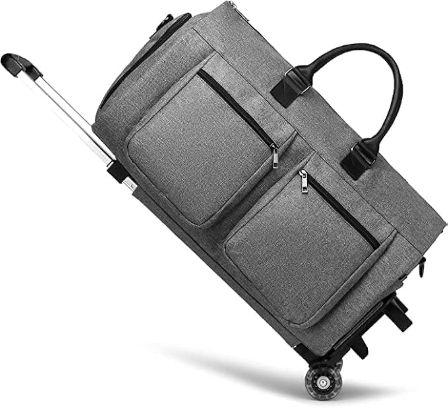 Rolling Garment Bag,Rolling Duffle Bag with Wheels Rolling Garment Bags for Travel with Shoe Pouch Carry On Bag Weekender Bags Garment Duffel Bag for Women-Grey