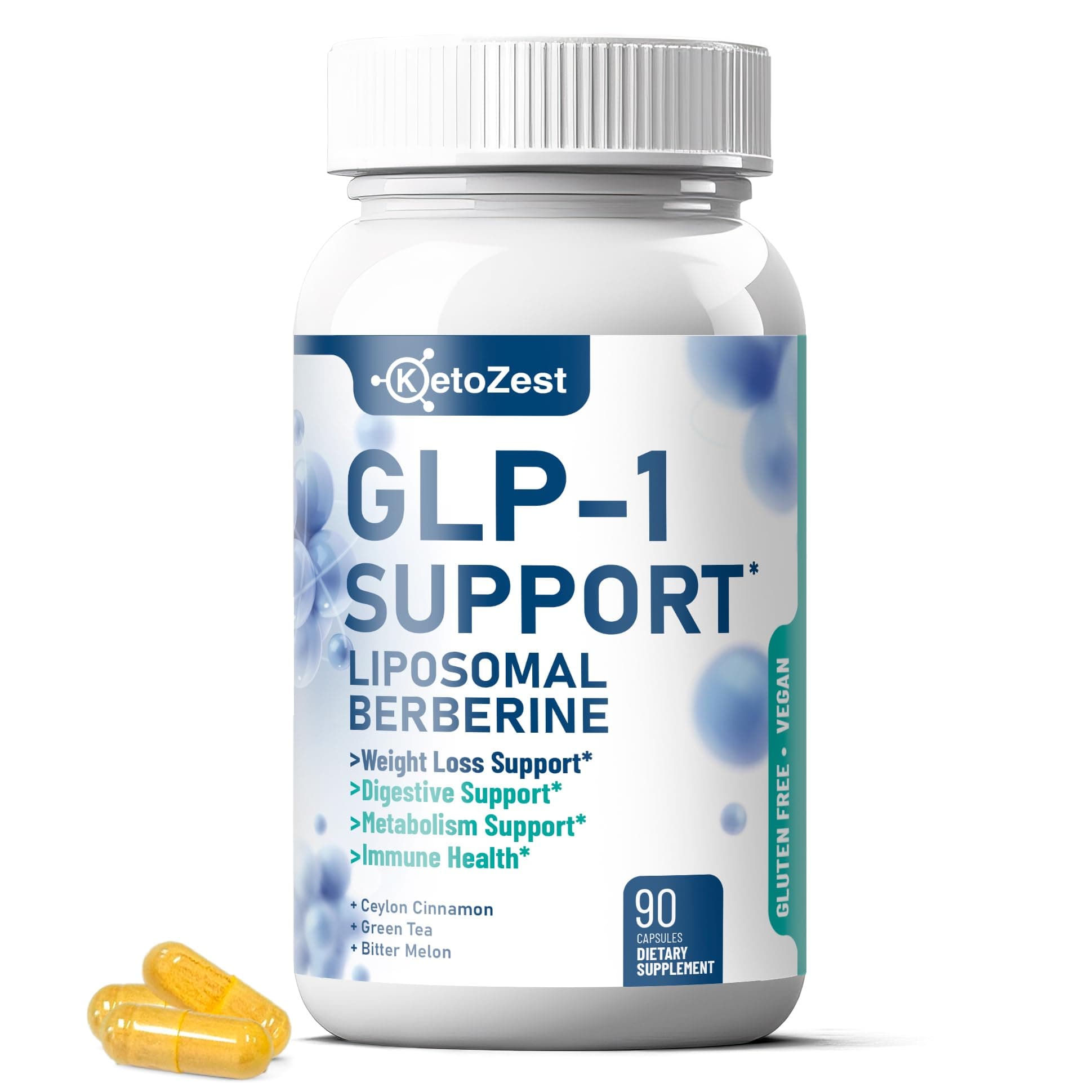 GLP-1 Support Weight Loss Supplement - 15-in-1 GLP1 Support for Weight Management Appetite Suppressant Fat Burn for Women Men - with Liposomal Berberine HCl Bitter Melon Citrus Bergamot