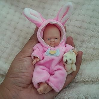 4.5 Inch Mini Reborn Baby Dolls ，Silicone Baby Girl Sarah,Tiny Silicone Baby Dolls ，Mini Realistic Newborn Baby Dolls Silicone Full Body Stress Relief