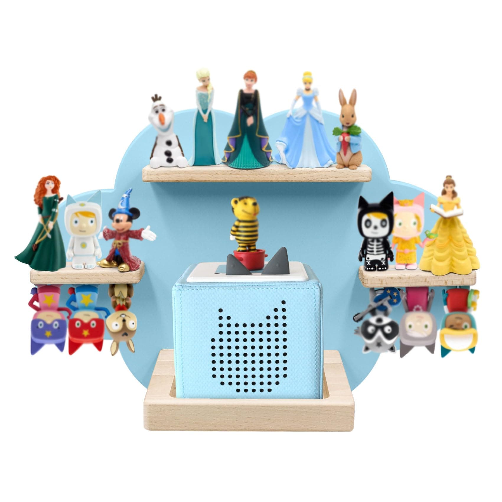 for TonieBox and Tonie Shelf Cloud,Tonies Storage for Tonies Magnetic Wall Shelf for Toniebox, Charging Station, Tonie Figures,12-20 Characters Blue