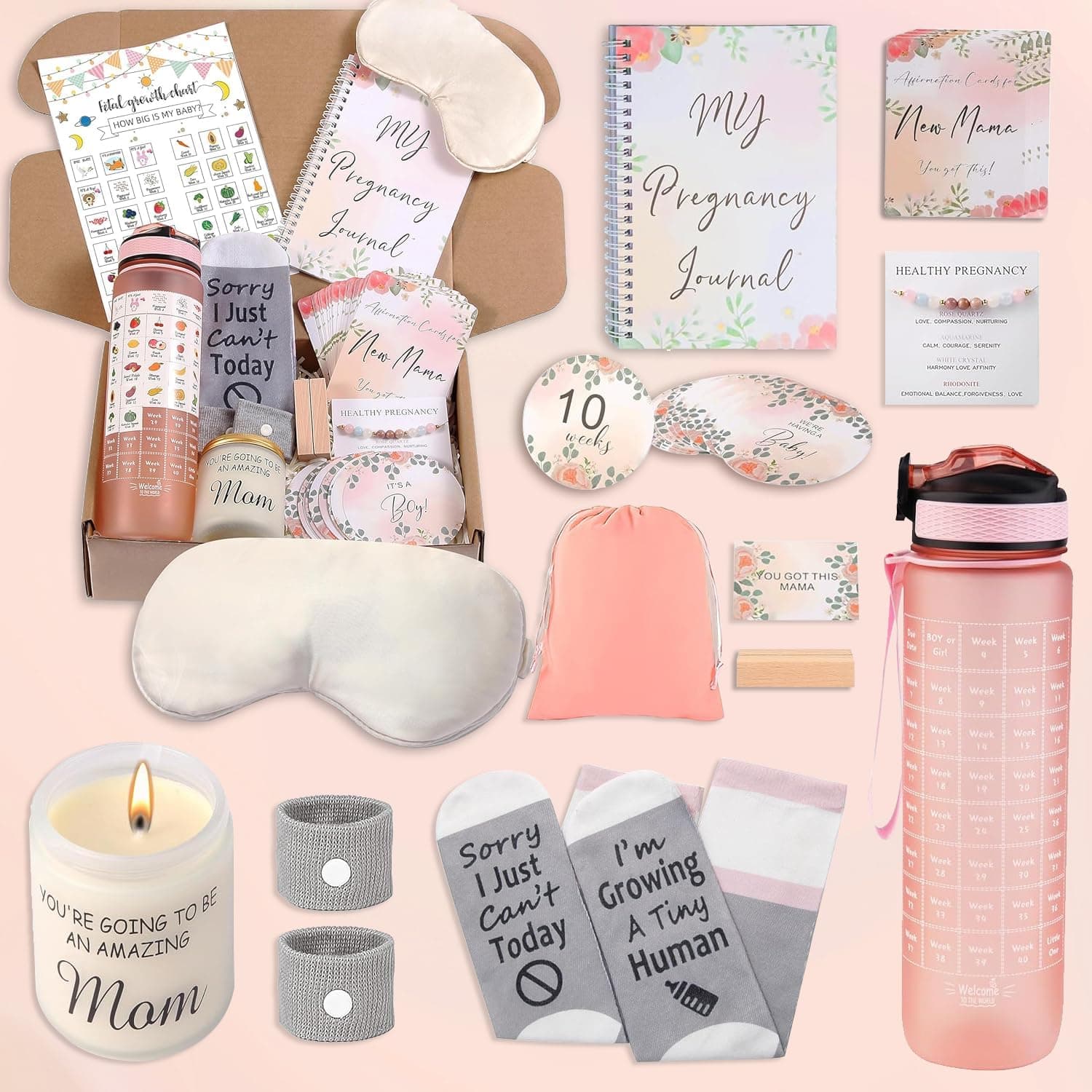 1st Trimester Pregnancy Gift Box for Expecting and First Time Moms, Gifts Basket For Pregnant Women, Pregnant Mom Box, Frist Trimester Pregnancy Essentials