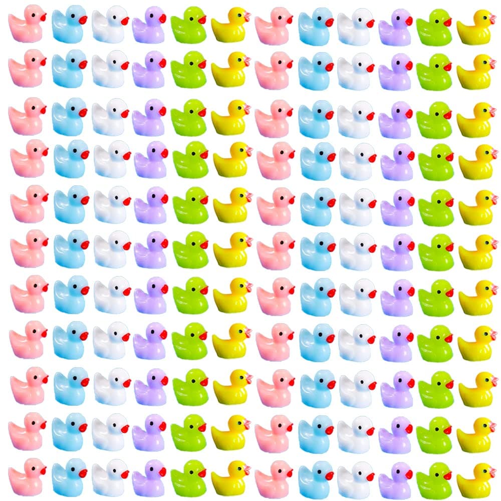 Neec 110 Pcs Mini Resin Duck，Miniature Figures Fairy Garden Ducks Tiny Ducks for Home Prank Game Dollhouse Ornament Handmade School Project Accessories