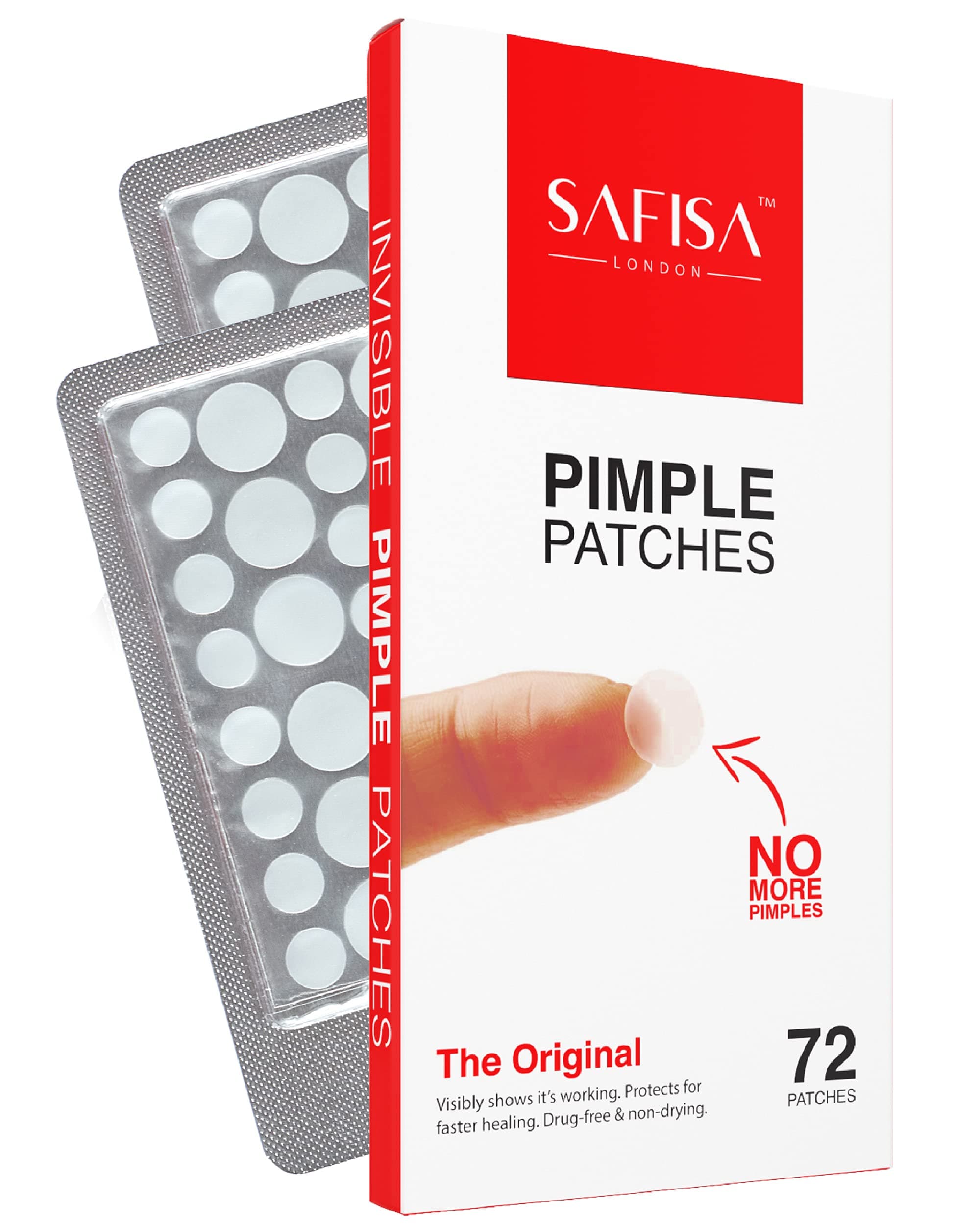 SAFISA Pimple Patches 72 pcs | The Original Hydrocolloid Dot Patches | Effective Absorbing Zit Patch for Blemishes | Fast Result Invisible Spot Patches | Overnight Pimple Sticker for All Skin Types