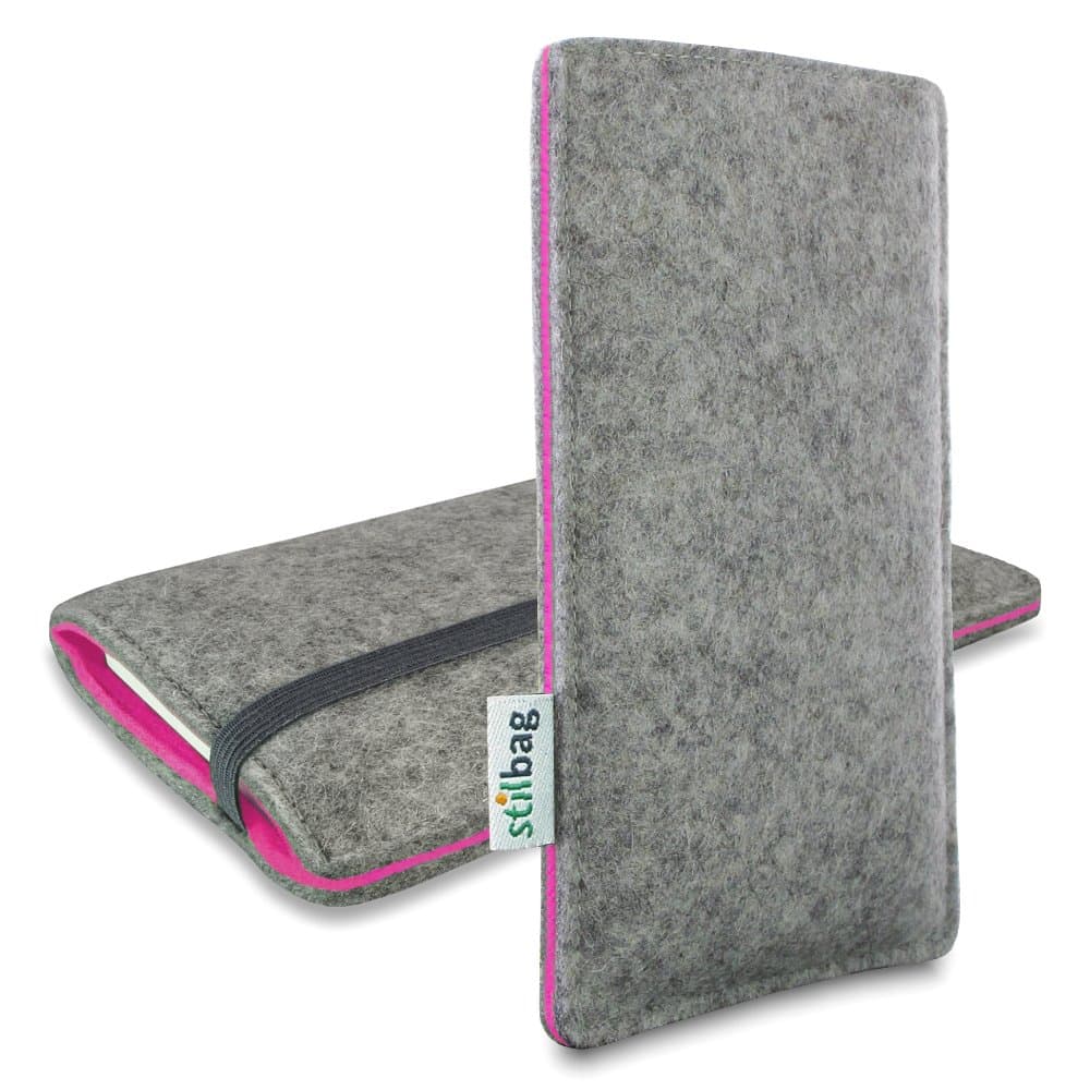 stilbag Felt Pouch 'FINN' for Apple iPhone 6 plus - Colour: grey/pink