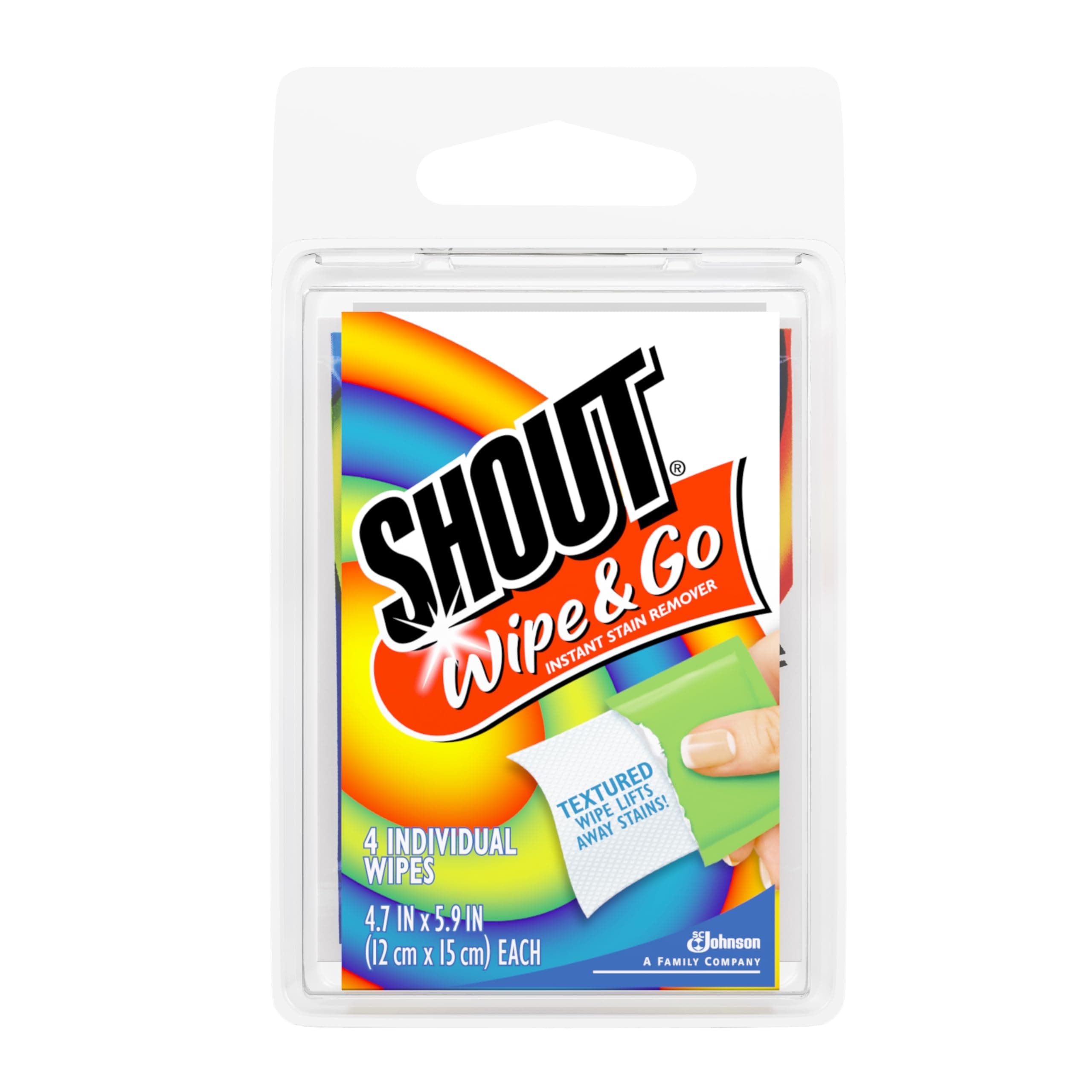 Shout Stain Remover Wipes, Travel Size - 4 ct