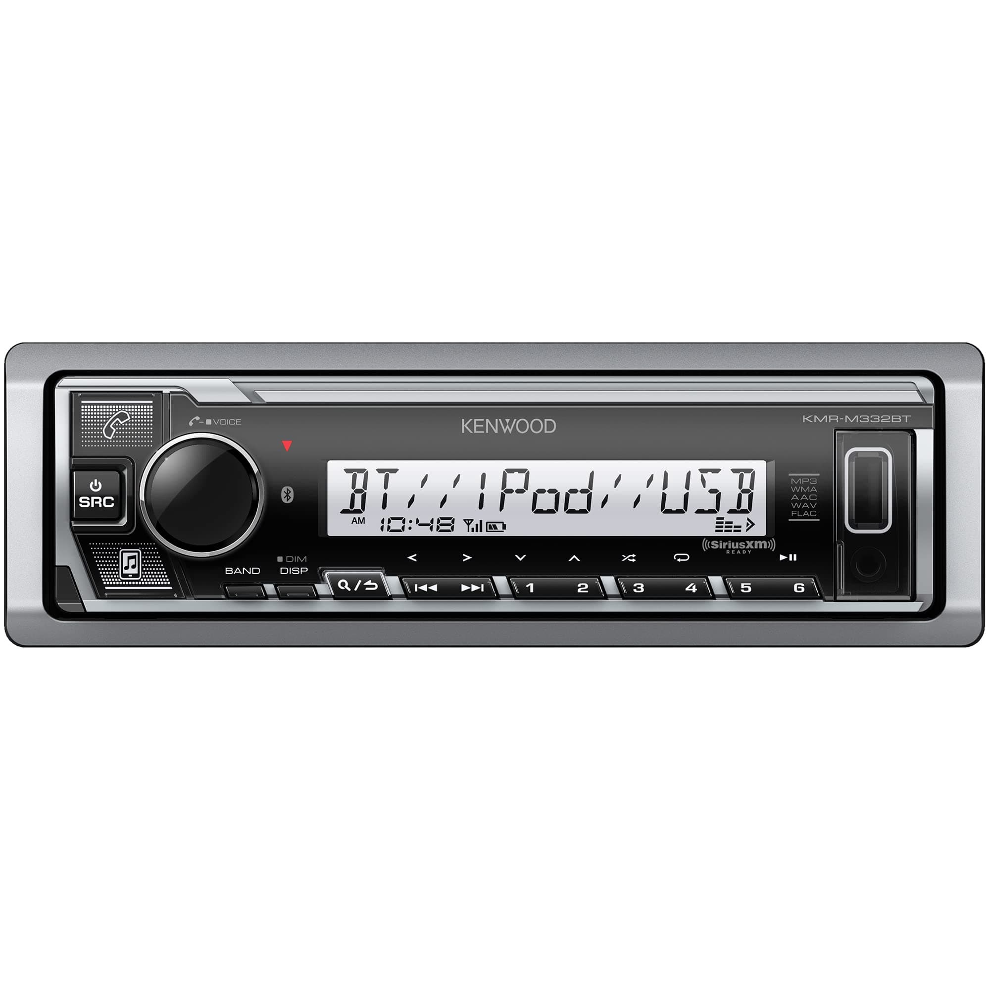 KMR-M332BT Car & Marine Stereo - Single Din, Bluetooth Audio, USB MP3, Aux in, AM FM Radio SiriusXM Ready, Weatherproof, Multi Color Illumination