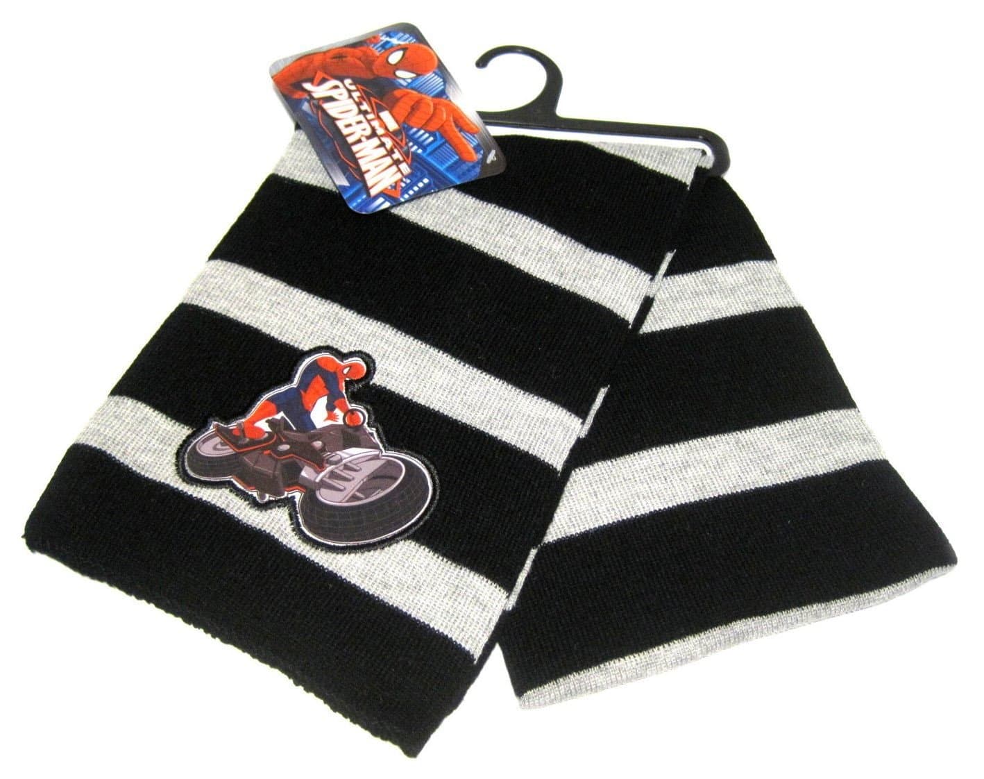 Spider Man Spide-Man Original Grade A Quality Winter Scarf for Kids - Black and Gray Stripes