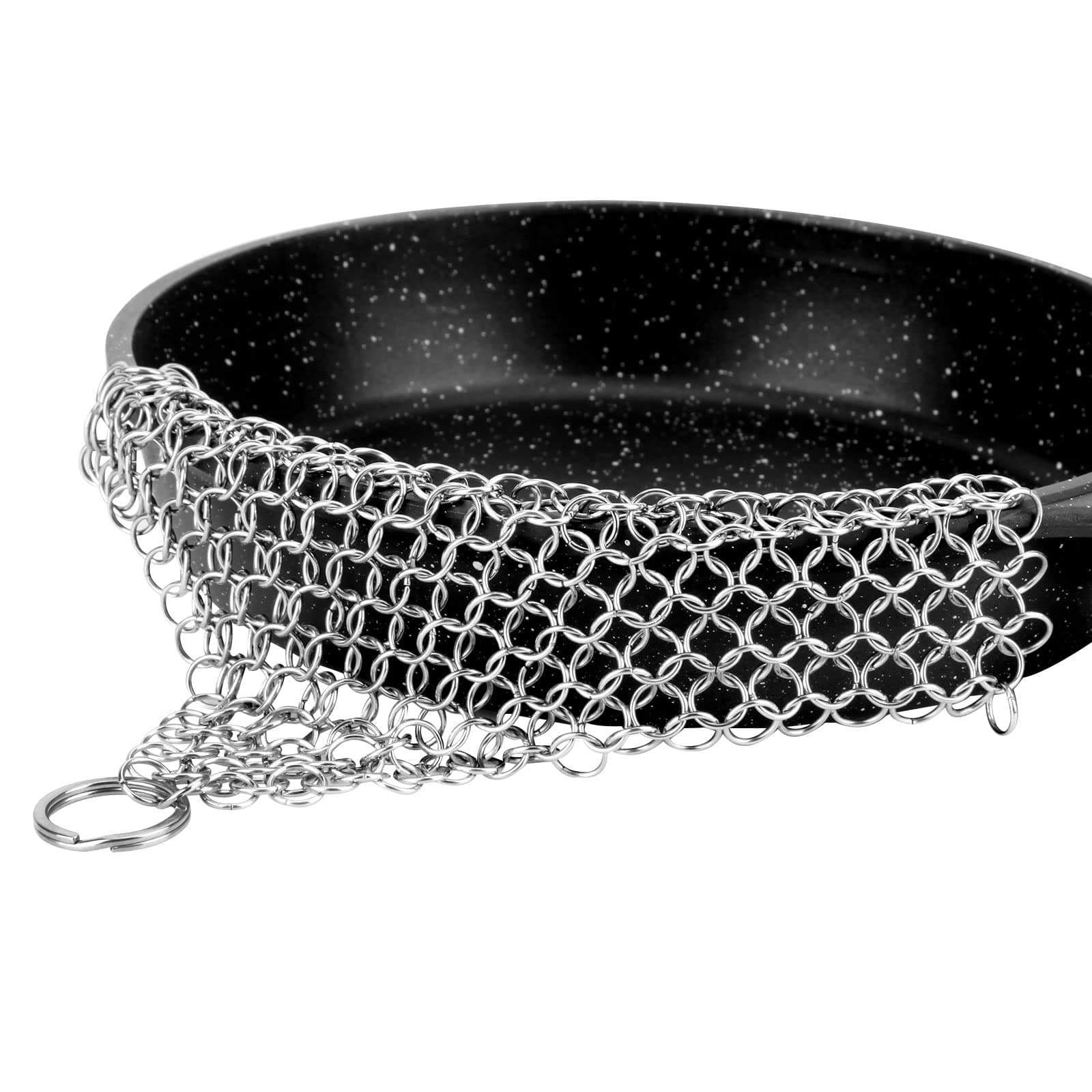 Cast Iron Cleaner 6"x6.3" 316L Stainless Steel Chainmail Scrubber for Griddle Skillet Dutch Oven Wok Stainless Steel Pot Cast Iron Pan Support Dishwasher Cleaning