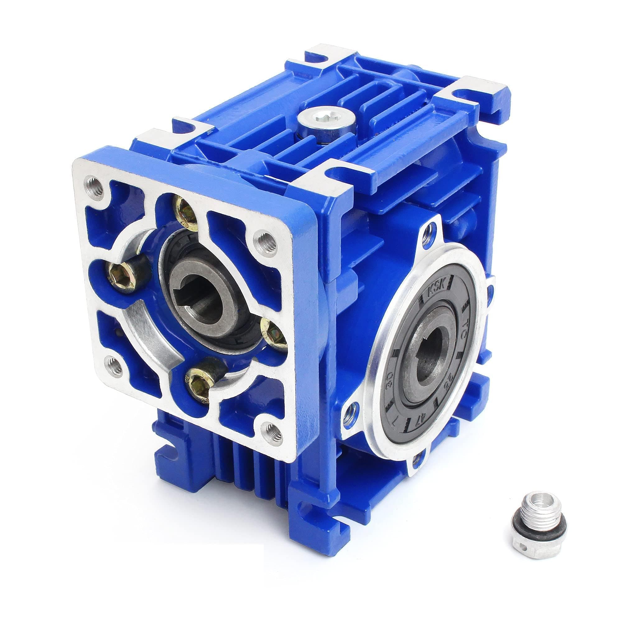 CNCTOPBAOS NMRV030 Worm Gear Reducer Speed Ratio 10:1 RV30 NMRV-030 Worm Gearbox Speed Reducer Square Type for Nema23 Stepper Motor/Servo Motor NMRV30 Output Bore/Hole 14mm Shaft