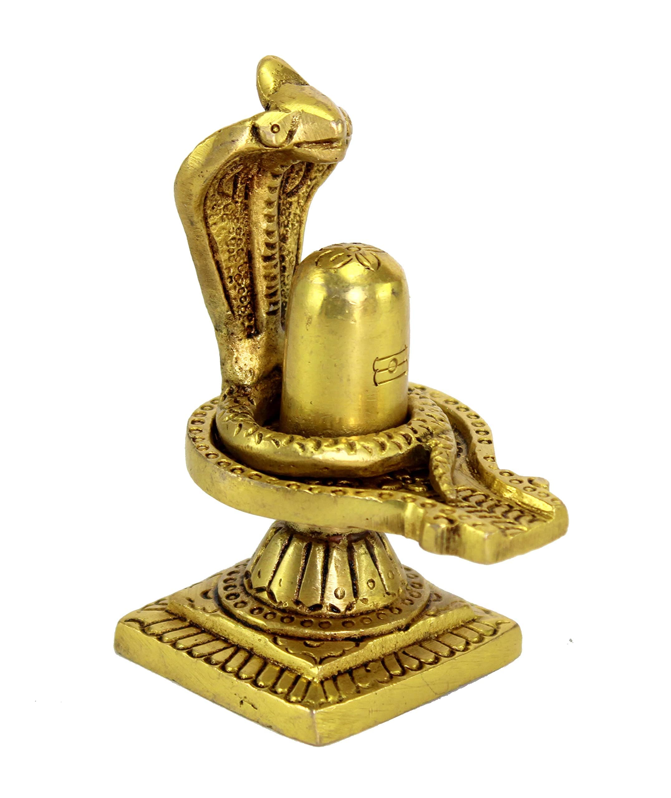 Shiva Ling Lingam Shivling Statue for Hindu Puja Shaligram Shiva Shivling Statue| Brass Shiv Ling Shiva Lingam with Sheshnaag Statue Idol Murti for Home Temple and Pooja - 4" inches