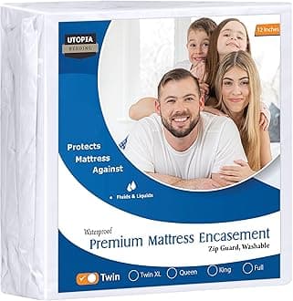 Utopia Bedding Premium Zippered Waterproof Mattress Encasement - Zipper Opening Mattress Protector (Twin)