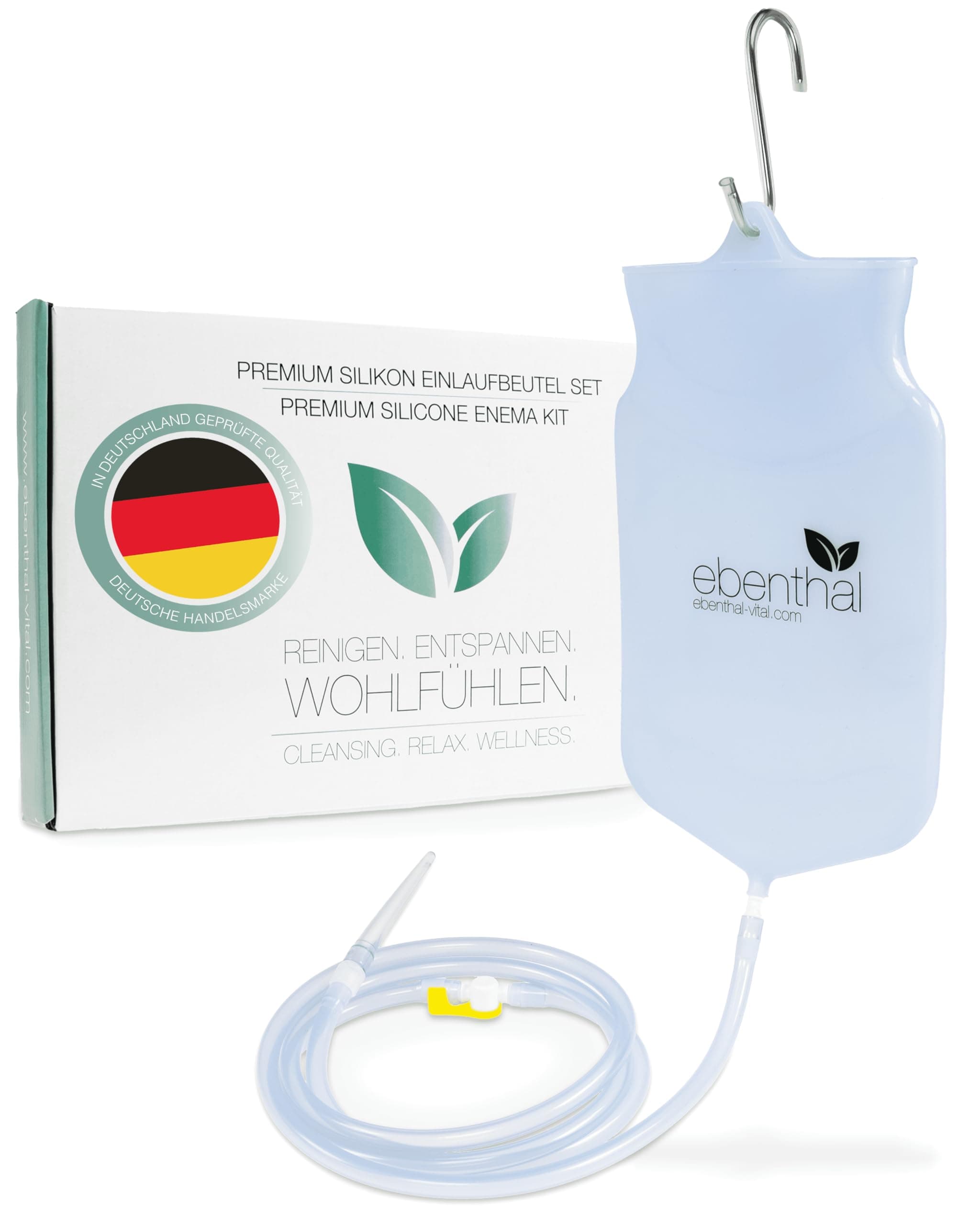 Professional Enema Bag Kit EBENTHAL VITAL - Premium Home Enema Kit - Includes Premium Quality Reusable Enema Bag, Accessories, Detailed Instructions, Portable Carry Bag