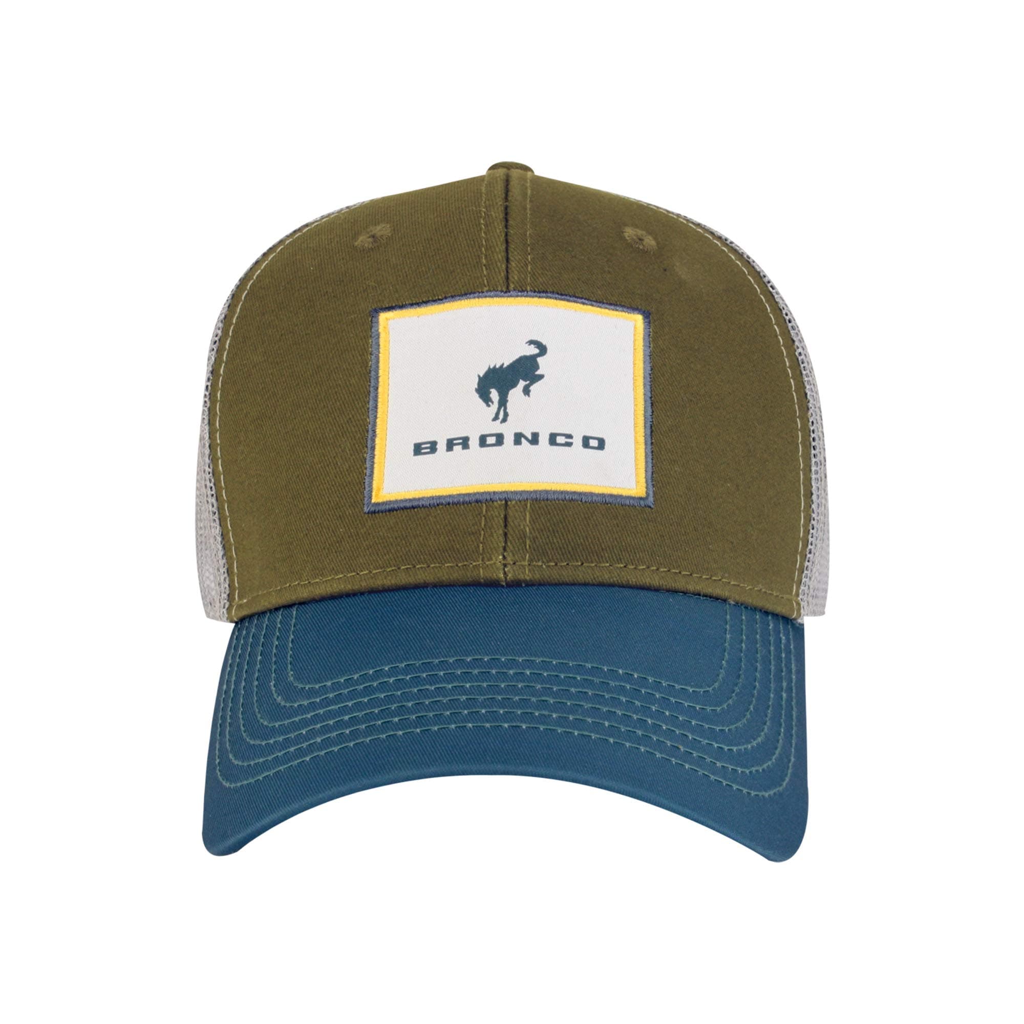 Ford Bronco Snapback Hat with Patch Logo, Olive/Teal