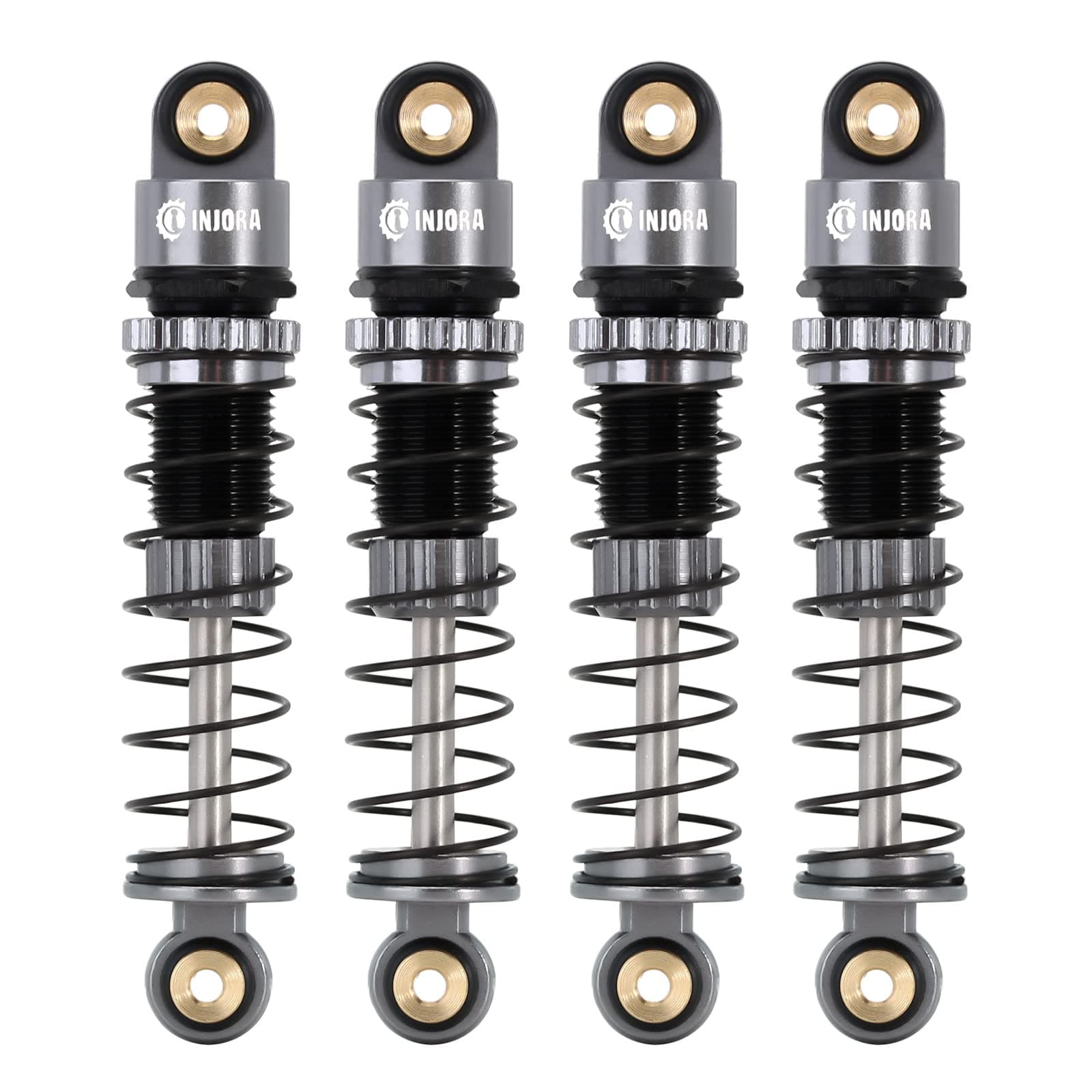 INJORA 39mm Shocks- Aluminum Threaded Shock Adjustable Absorber Oil Damper for Axial SCX24 FMS FCX24M 1/24 RC Crawler Car Upgrade Parts(Grey)