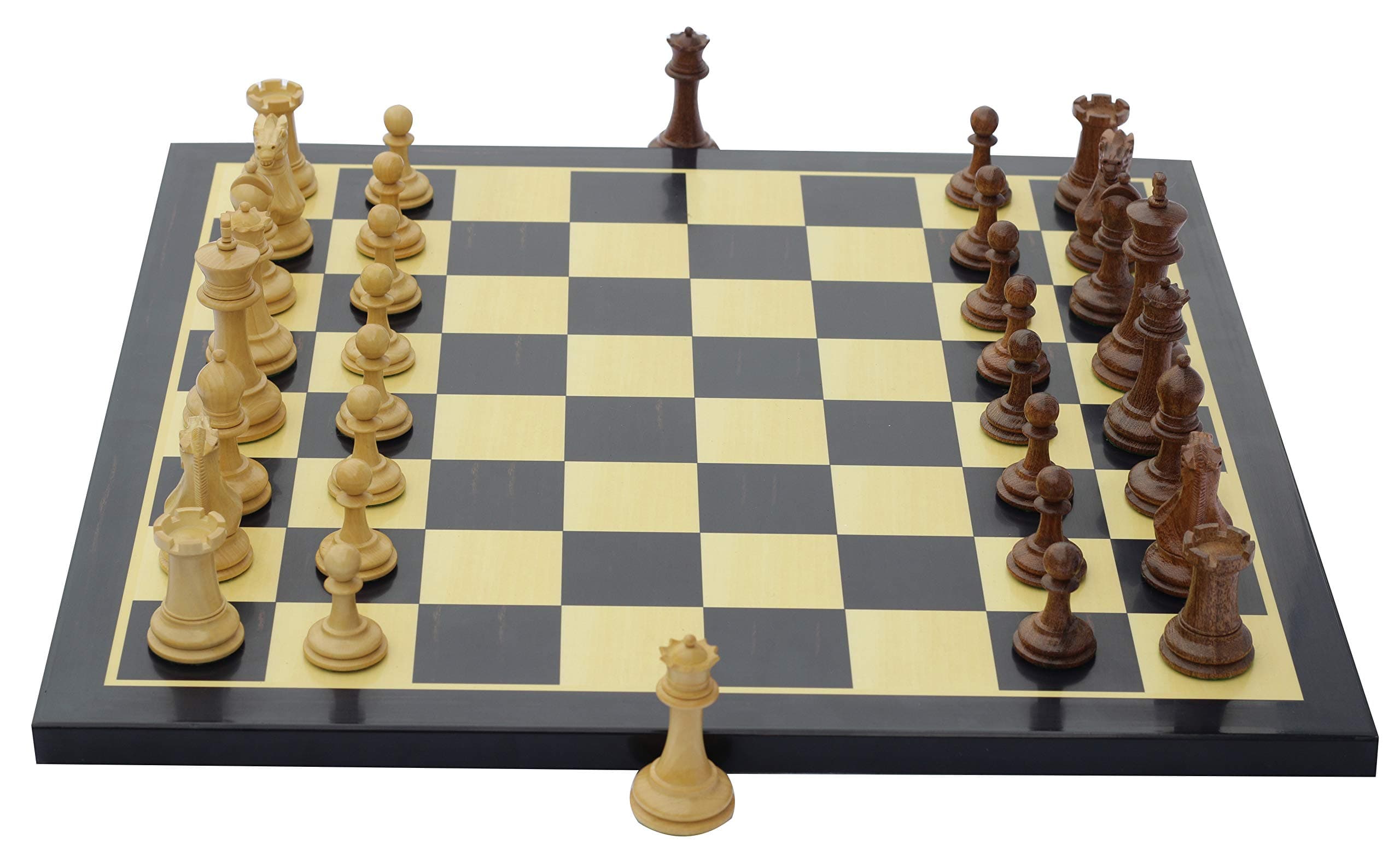 Staunton Castle Inc Paul Morphy Series 3.5” Golden Rose Wood Chess Pieces with Chess Board