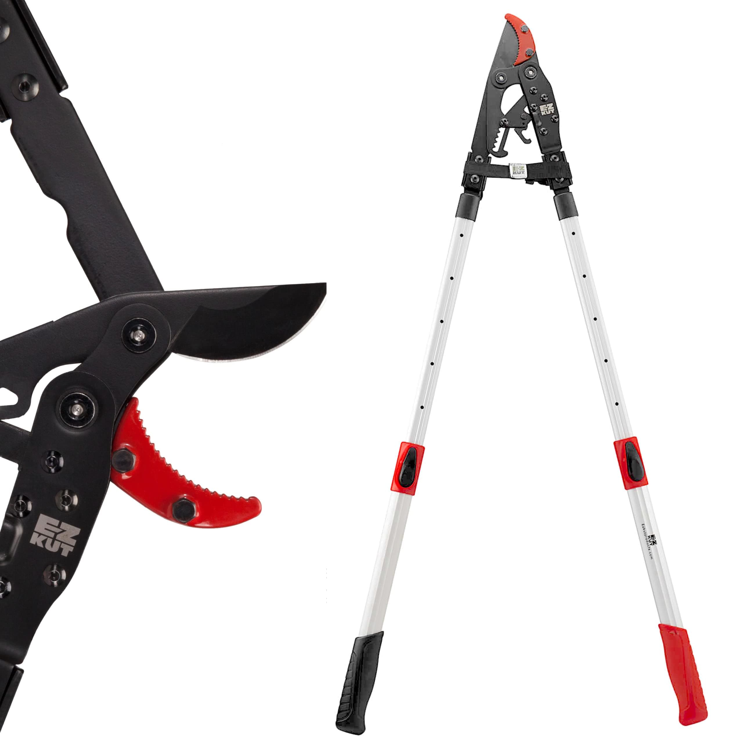 EZ Kut G2 Tree Trimmer Ratcheting Branch Cutter. Heavy Duty Branch Cutter. 42 inch Extendable Anvil Hand Loppers. Tree Pruner Trusted Since 1988. Chops Thick Branches with Ease.