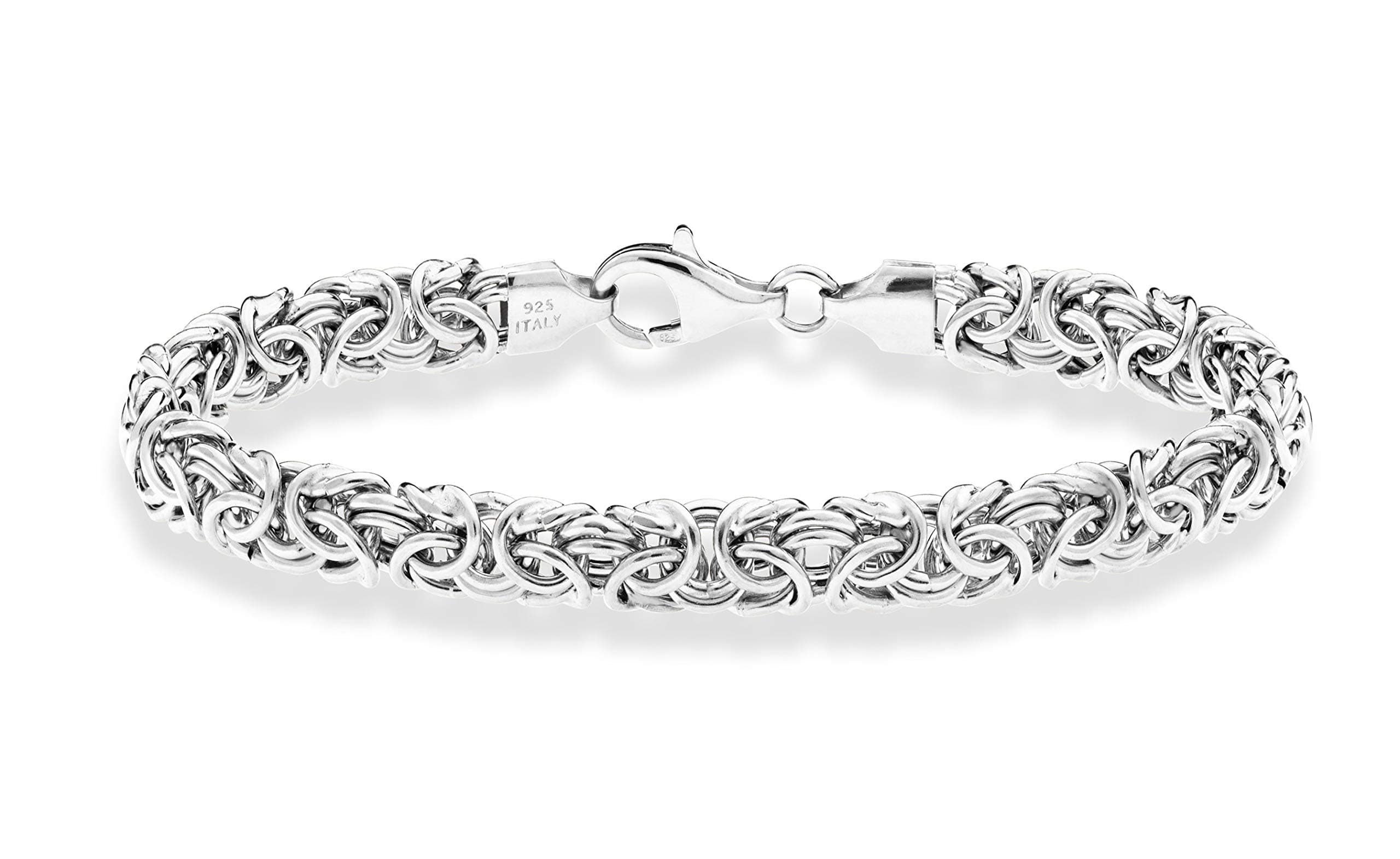 Italian 925 Sterling Silver Byzantine Bracelet for Women, Handmade in Italy