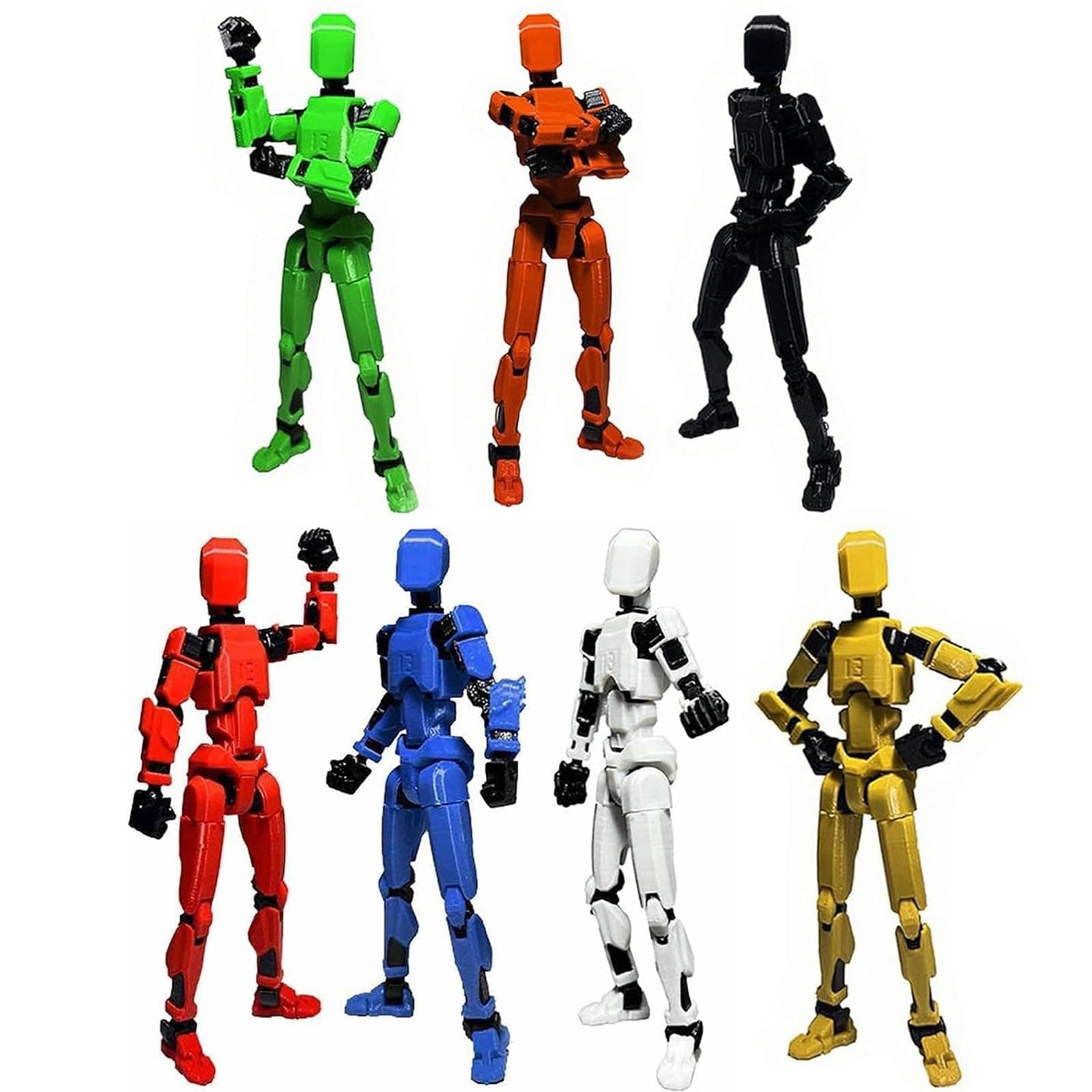 - 7PCS Assembly Completed T-13 Action Figure 3D Printed Multi-Jointed Movable,Lucky 13 Action Figures,Multi-Articular Dummy 13 Action Figures,Desktop Decorations,Creative Gifts (7 Colors)