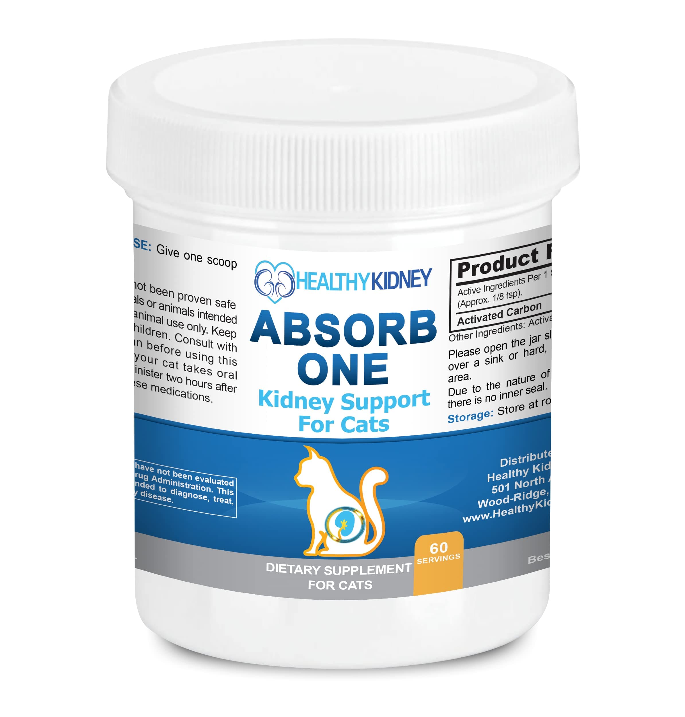 Cat Support Supplement for Normal Function in Cats. Natural Feline Cleanse Take with Any Cat Diet Food. Vet-Formulated 1/8 TSP a Day 60 Servings: Absorb One
