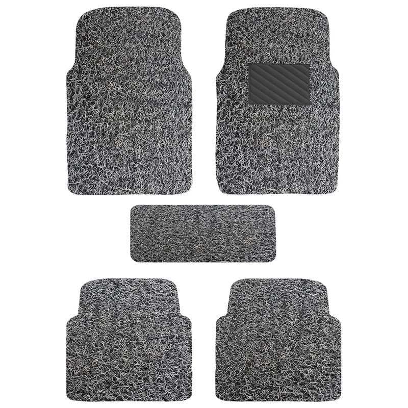 Standard 18mm PVC Car Grass Foot Mats Compatible with Premium Vinyl Washable Car Floor Mat (Grey, Mahindra Thar)