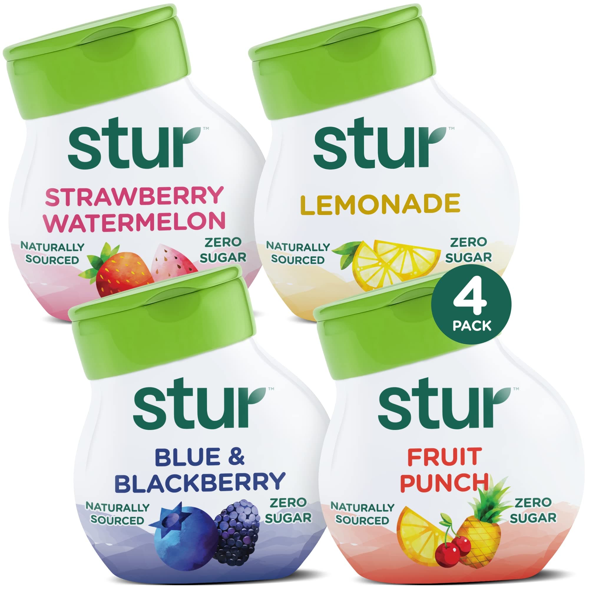 Stur - Founder's Favorites Variety Pack, Natural Water Enhancer, (4 Bottles, Yields 80 Flavored Waters) - Sugar Free, Zero Calories