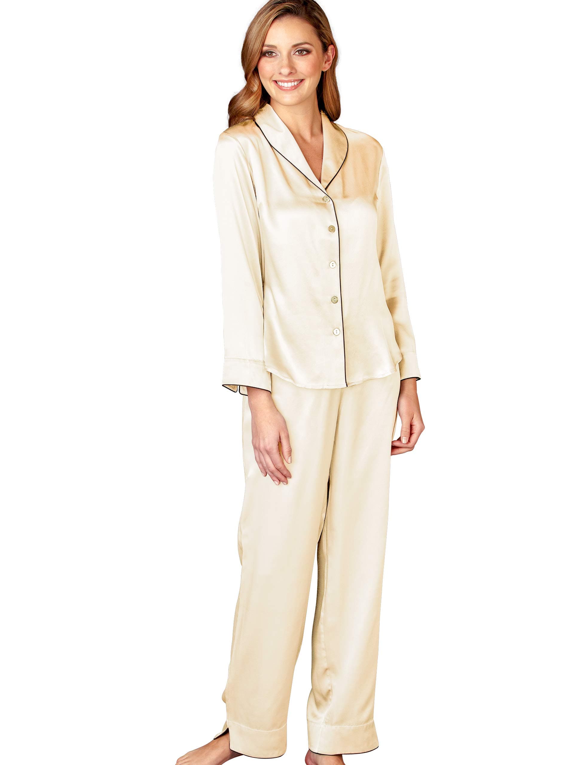Julianna Rae Women's 100% Mulberry Silk Pajama Set, Elegant Fit PJs, Natalya Collection, Sleepwear, Lingerie