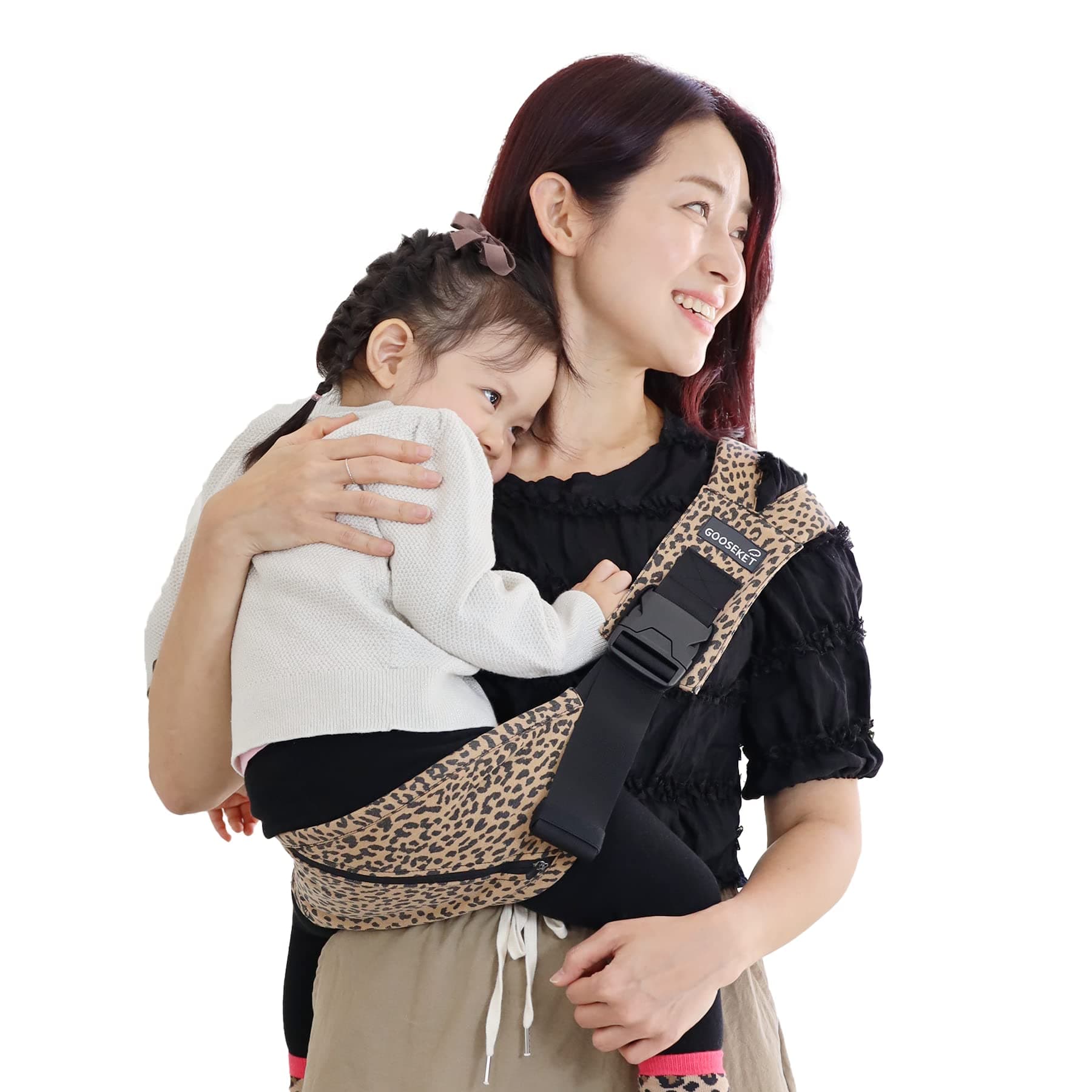 GOOSEKETToddler Sling Special/Baby Carrier/Compact Hipseat/Infants to 44 lbs Toddlers/Cotton Fabric (Brown Leopard)…