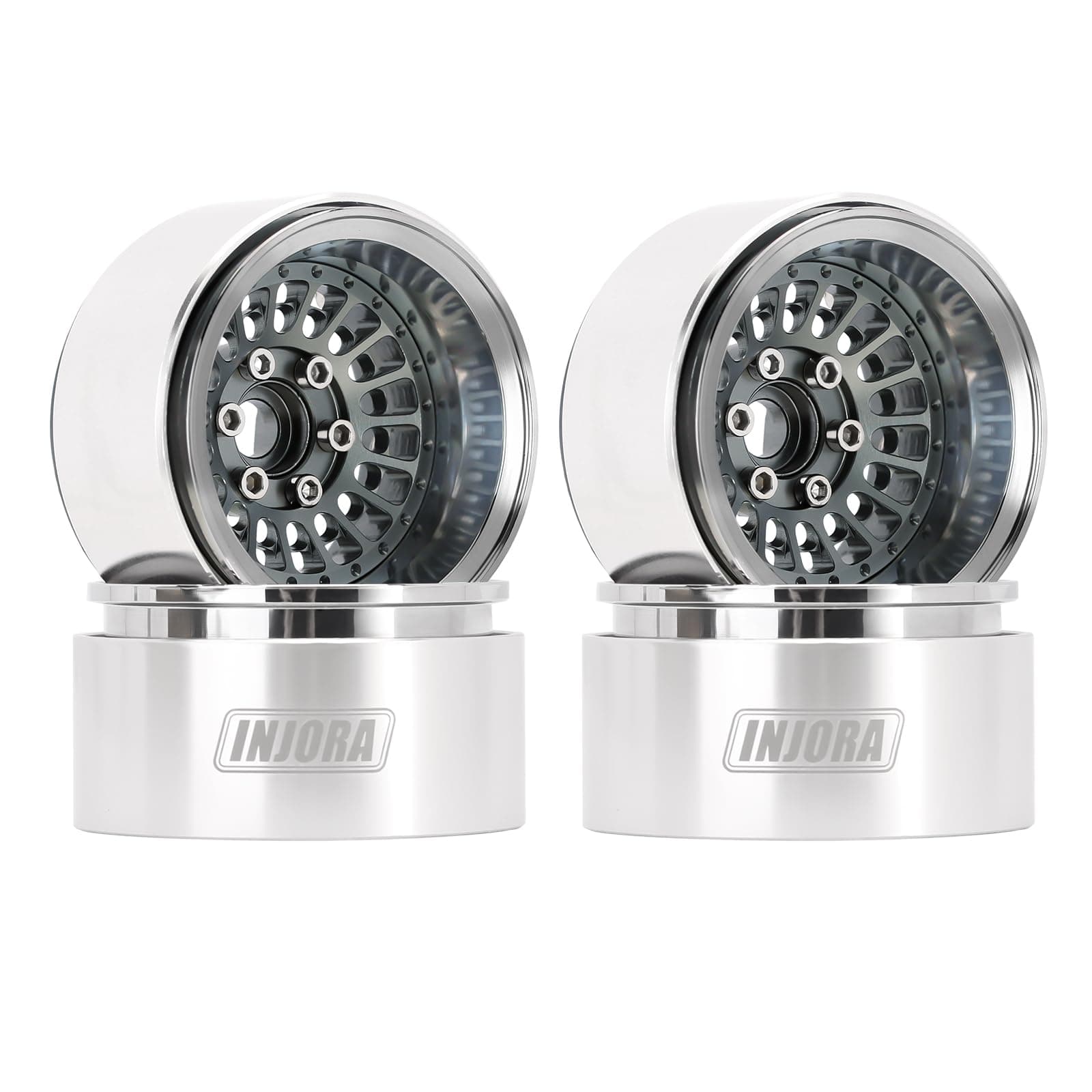 INJORA 1.9" Beadlock Wheel Rim Offset -10mm Aluminum Turbine Wheel for SCX10 Pro TRX4 VS4-10 Gen8 1/10 RC Crawler Car