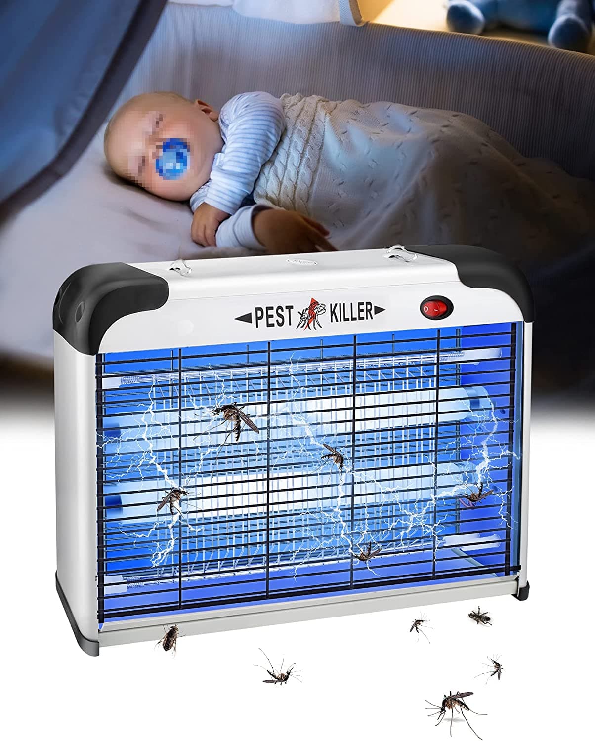 ZERtylre Electric Bug Zapper Indoor Mosquito Killer Insect Fly Trap with 20W UV Lamps for Residential & Commercial Free Standing or Wall Hanging