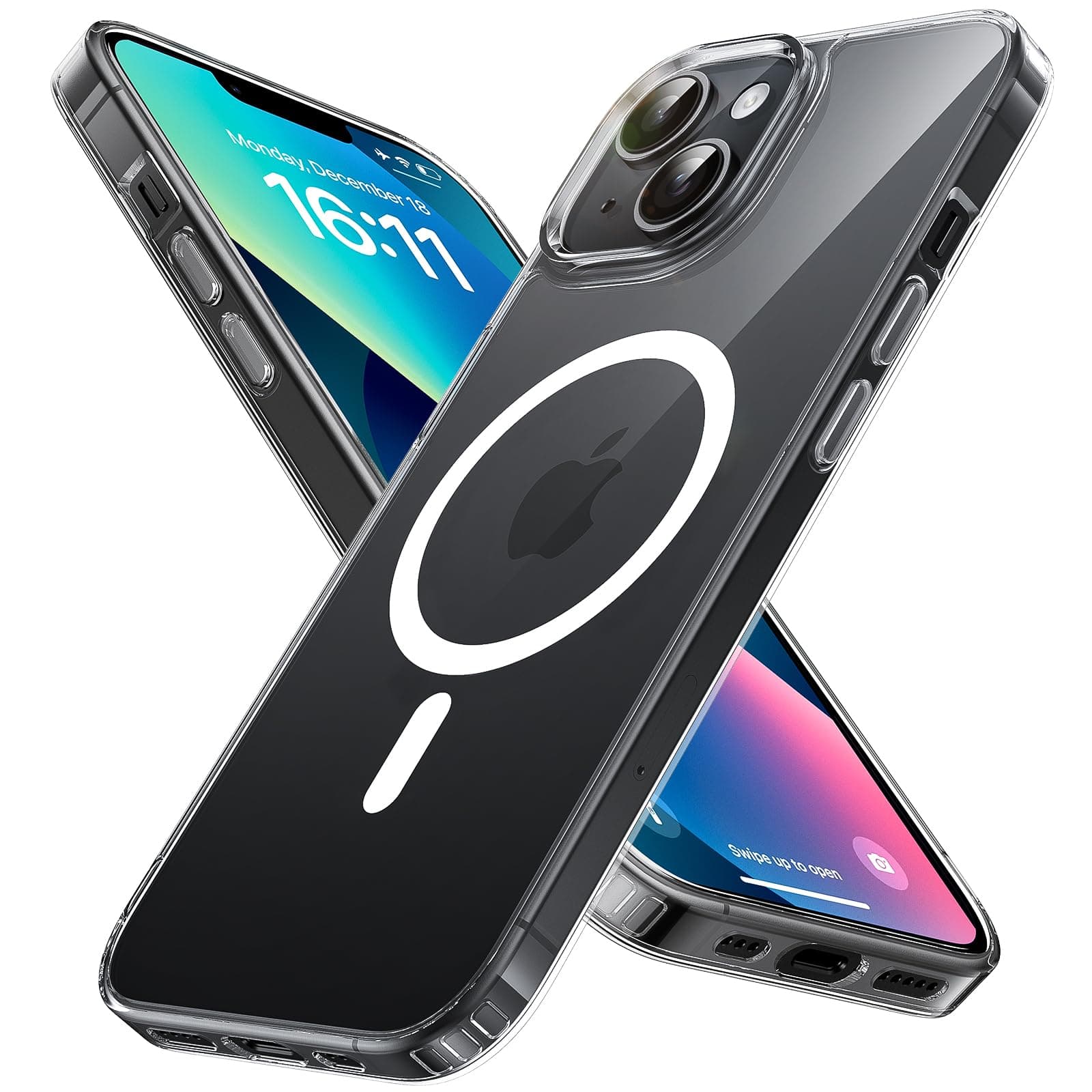 Magnetic for iPhone 13/14 Case, Military Grade Drop Protection, Compatible with MagSafe, Shockproof Anti-Fingerprint Translucent Slim Phone Protective Cover for iPhone 13/14 (6.1"), Clear