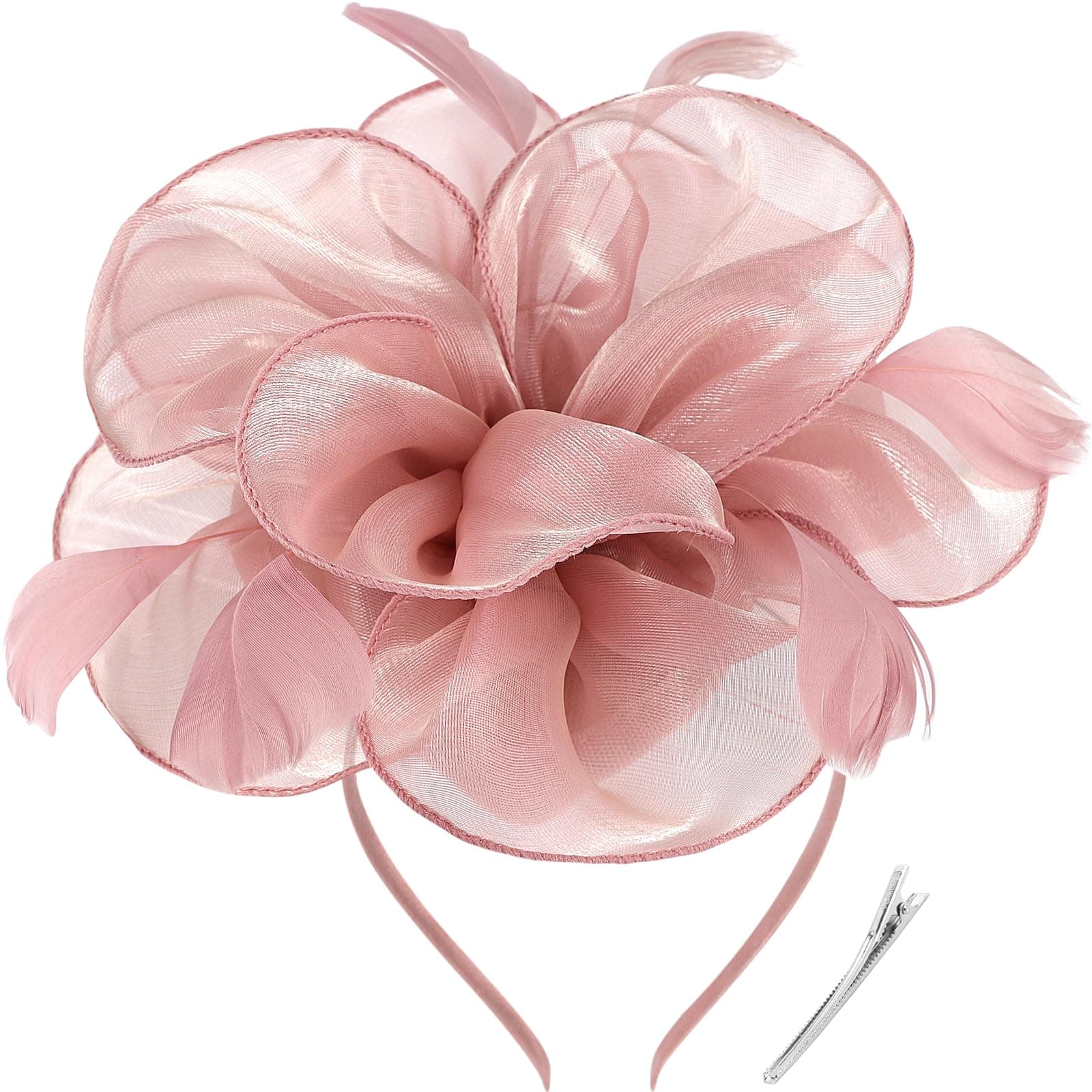 Fascinators Hat Tea Party Headwear Ribbons Feathers on a Headband and a Clip for Women