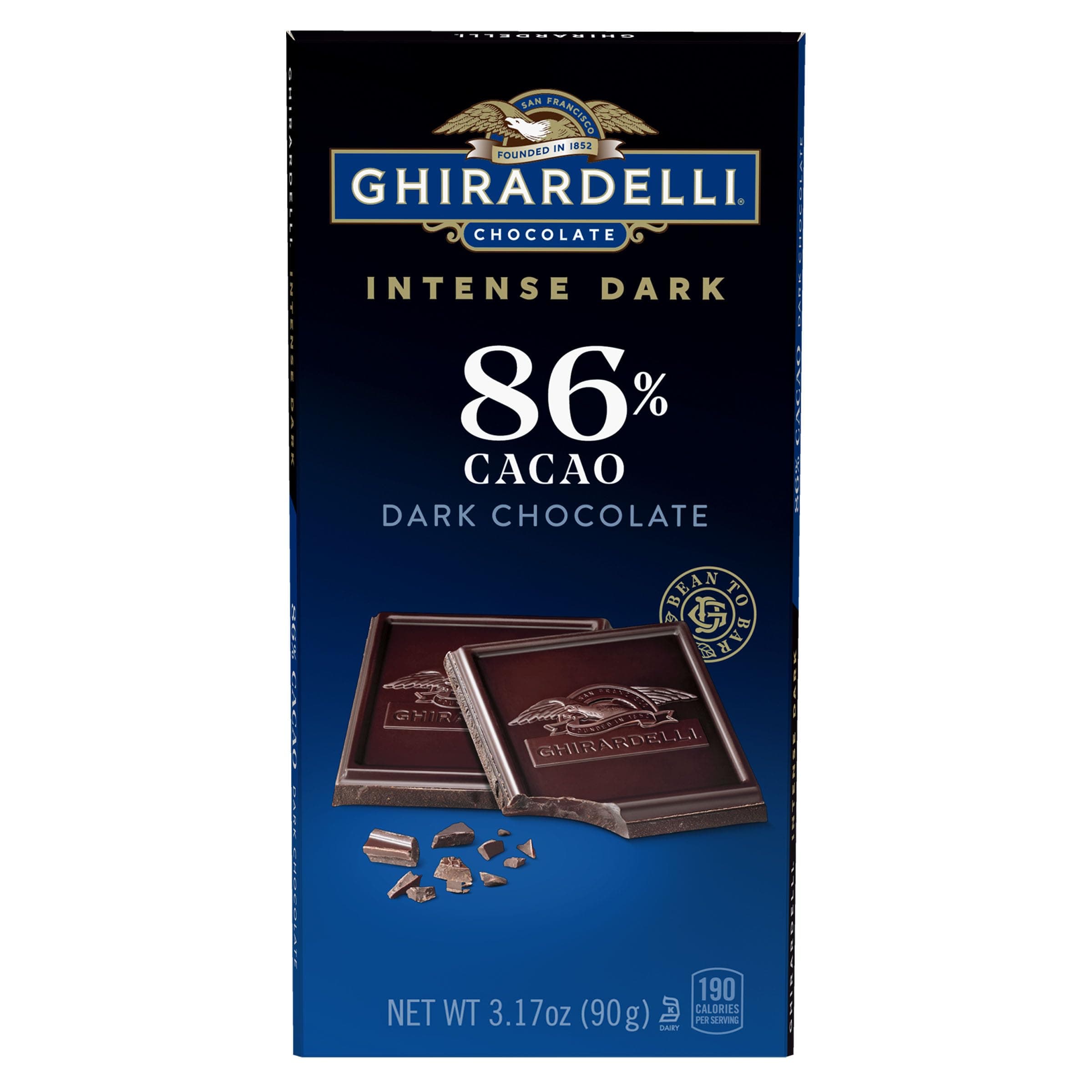 GHIRARDELLI Intense Dark 86% Cacao Chocolate Bar, 3.17 oz – Bold Extra Dark Chocolate with Rich Cocoa Notes