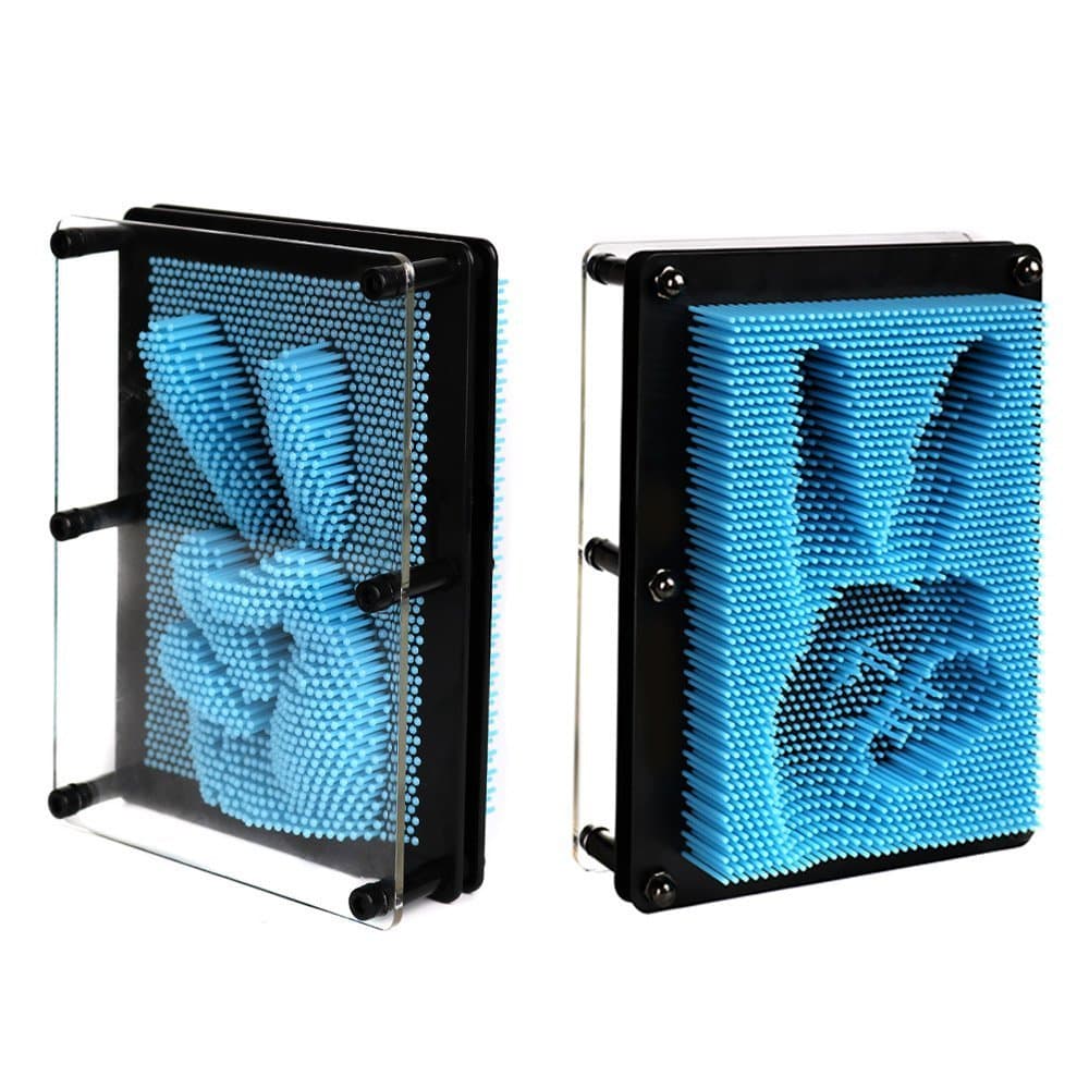 IUUWTMV 3D Clone Pin Art Sculpture Pin Impression Toy Home Office Desktop Toy for Kids Adults Gift, Large Size, Blue …