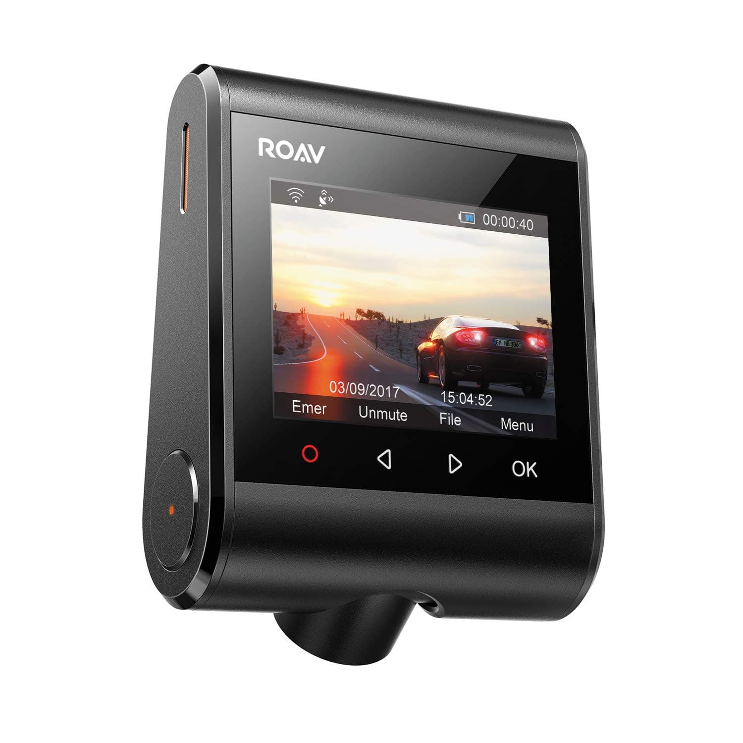 Roav DashCam C1 Pro, by Anker, 2K Resolution 2560X1440, Built-in GPS/Wi-Fi, 2.4 Inch LCD, 4-Lane Wide-Angle View Lens, G-Sensor, WDR, Loop Recording, 2-Port Charger, 32G microSD Card, Easy Sharing