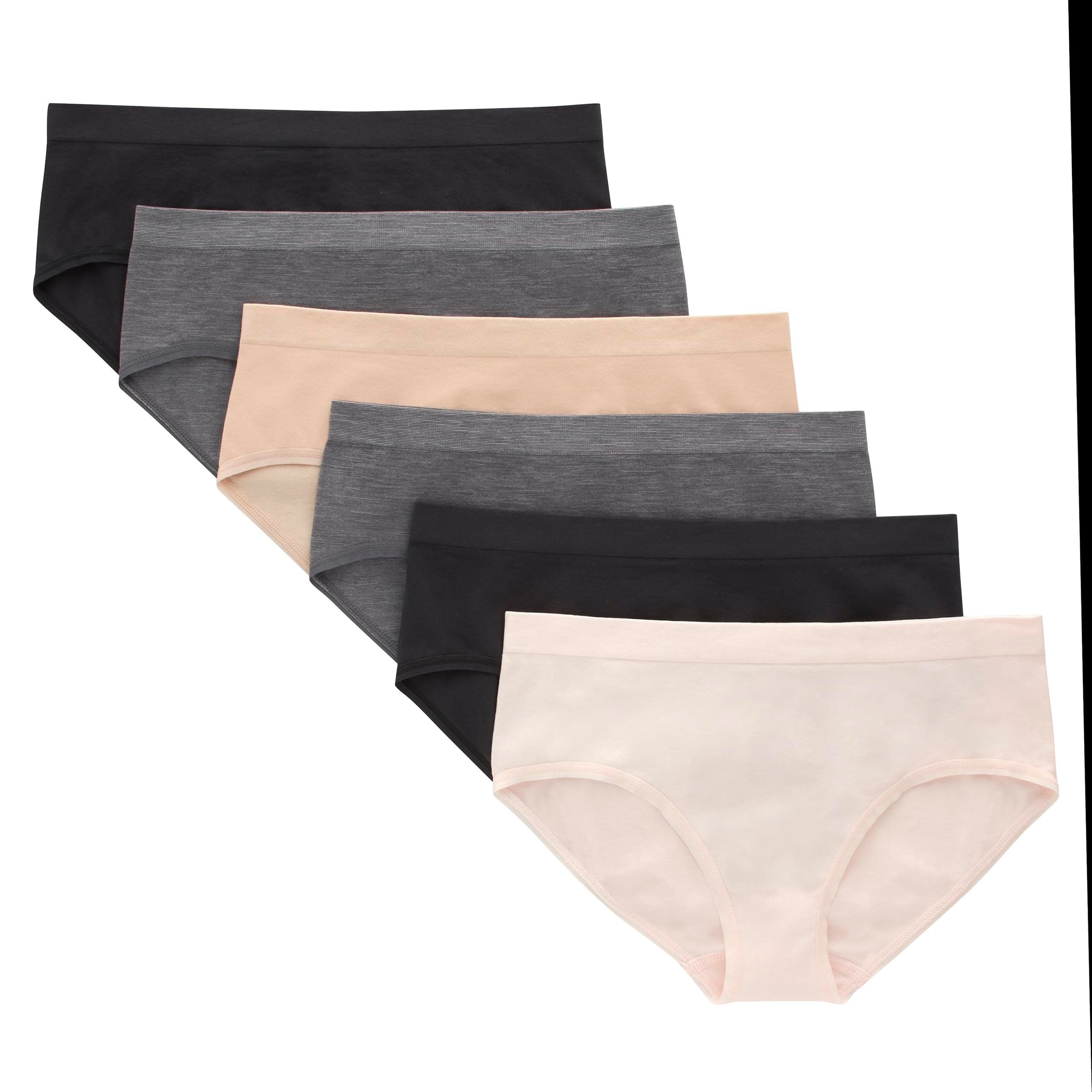 Tween Girls Underwear, Seamless Girls Panties, Boyshort & Hipster, Assorted Colors, 6-Pack