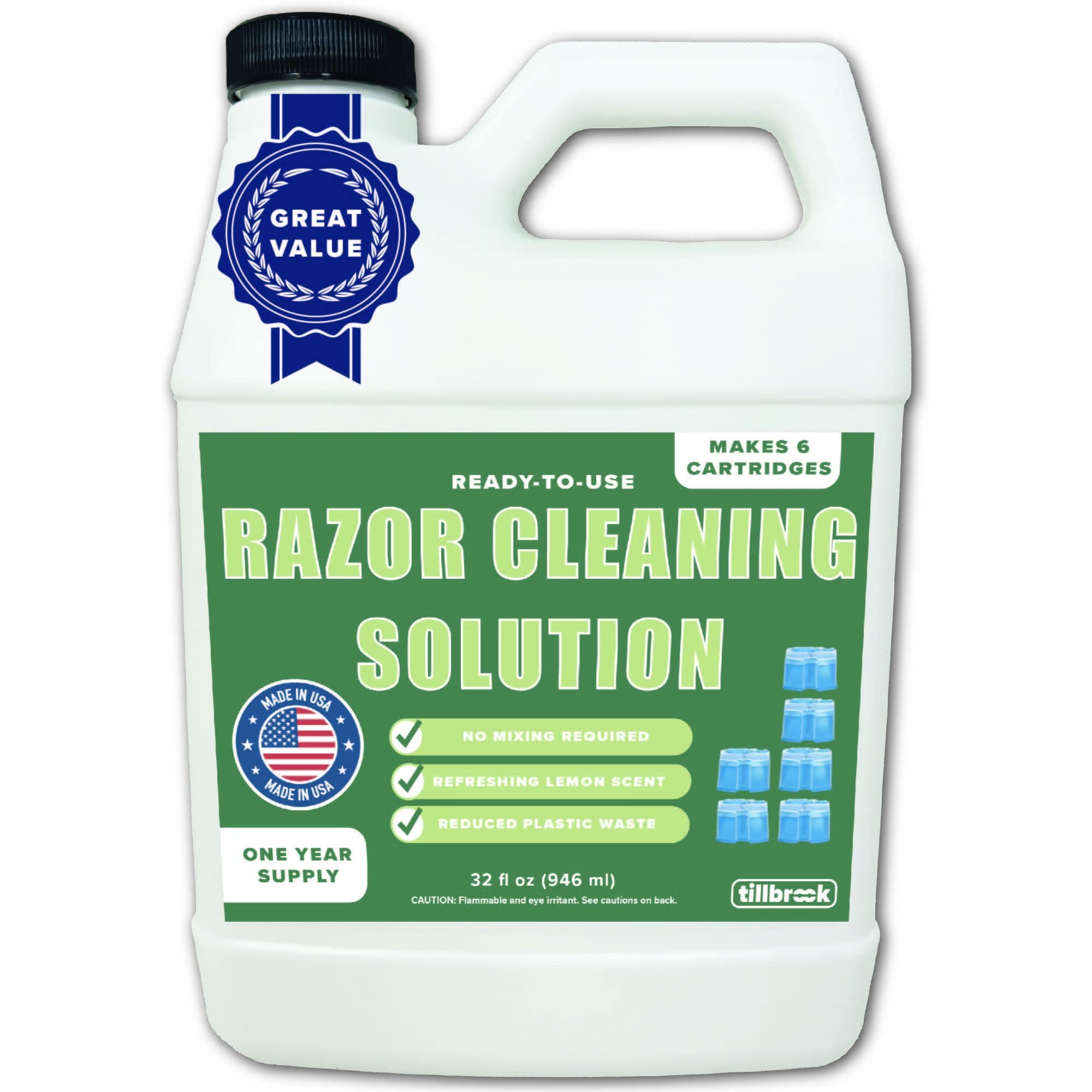 電動カミソリクリーナー - 1年分 - 32オンス シェーバークリーニングソリューション - Braun CleanとRenewカートリッジの詰め替えが簡単 - すぐに使える電気シェーバー用フォーミュラ