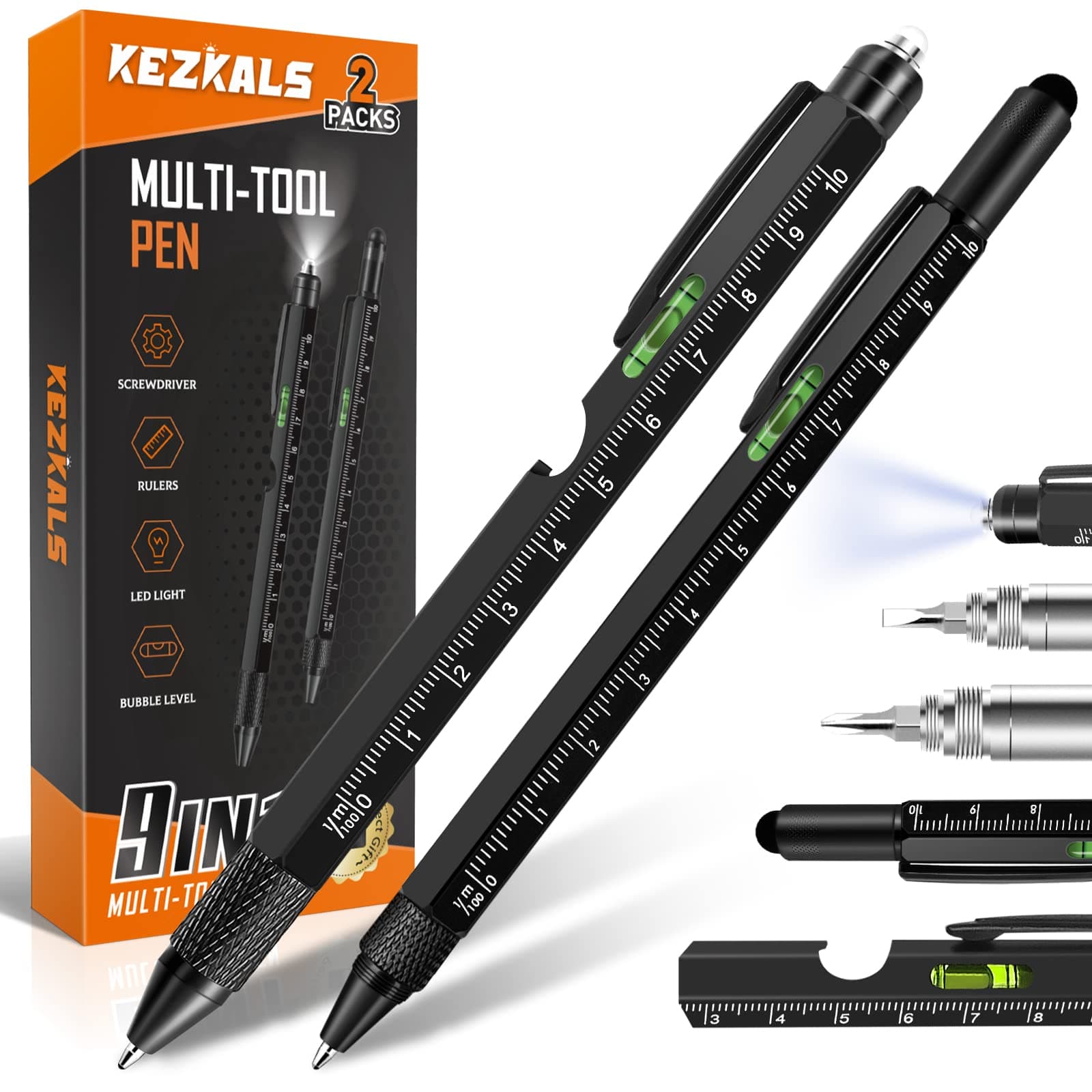 KEZKALS Gifts for Men, 9 in 1 Multitool Pen Set, Birthday Gifts for Men, Father's Day Gifts Mens Gifts for Dad Him Husband, Anniversary Graduation Gifts for Mens Who Have Everything, Cool Gadgets Tool